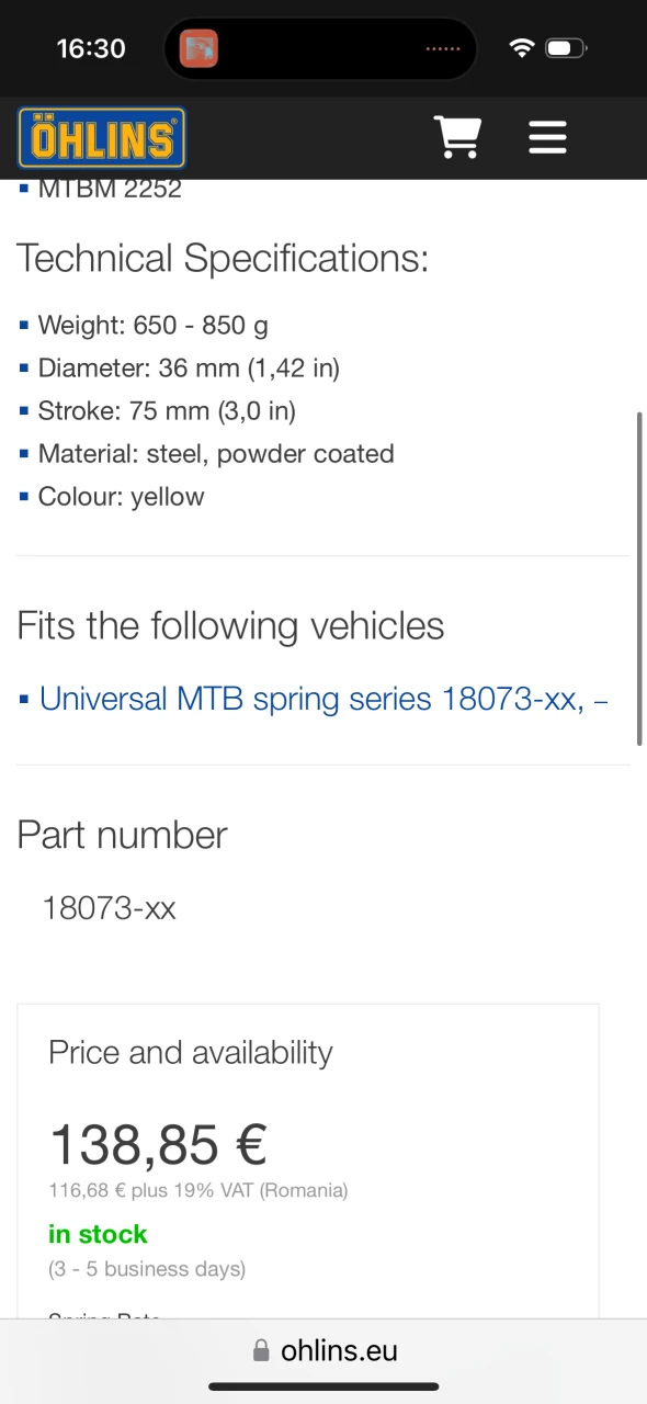 1. Arc shock Öhlins 180