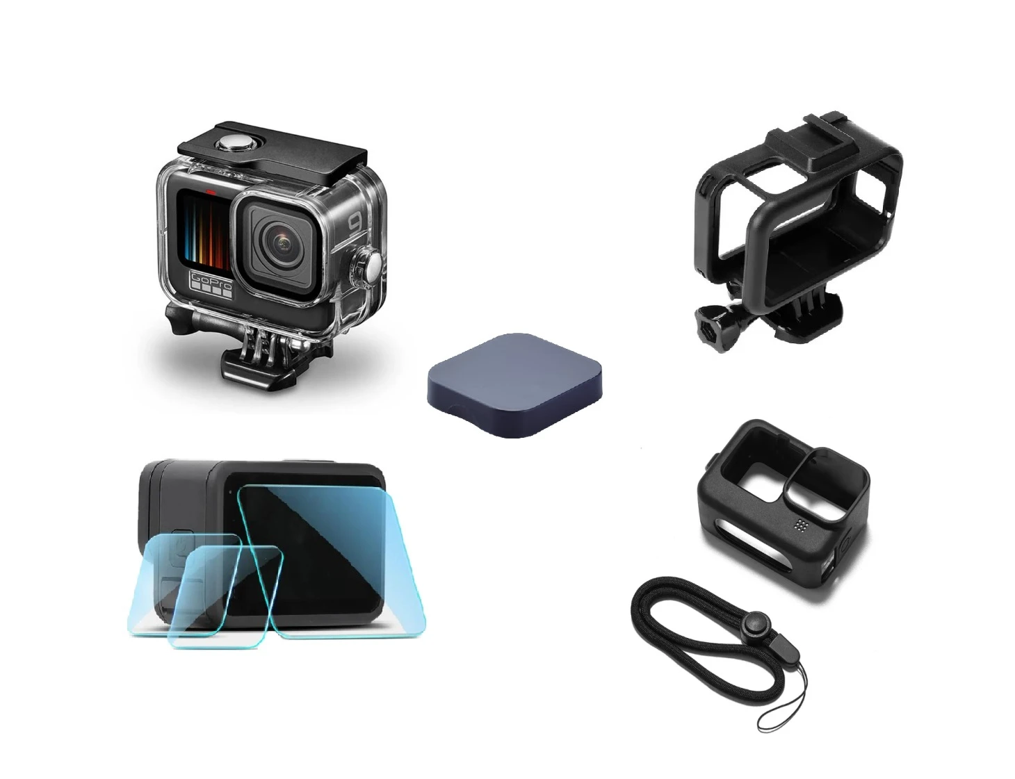 10. Accesorii pt Gopro Hero 9 10 11 12 Carcasa waterproof,Rama,Husa,Set 3 x Folie