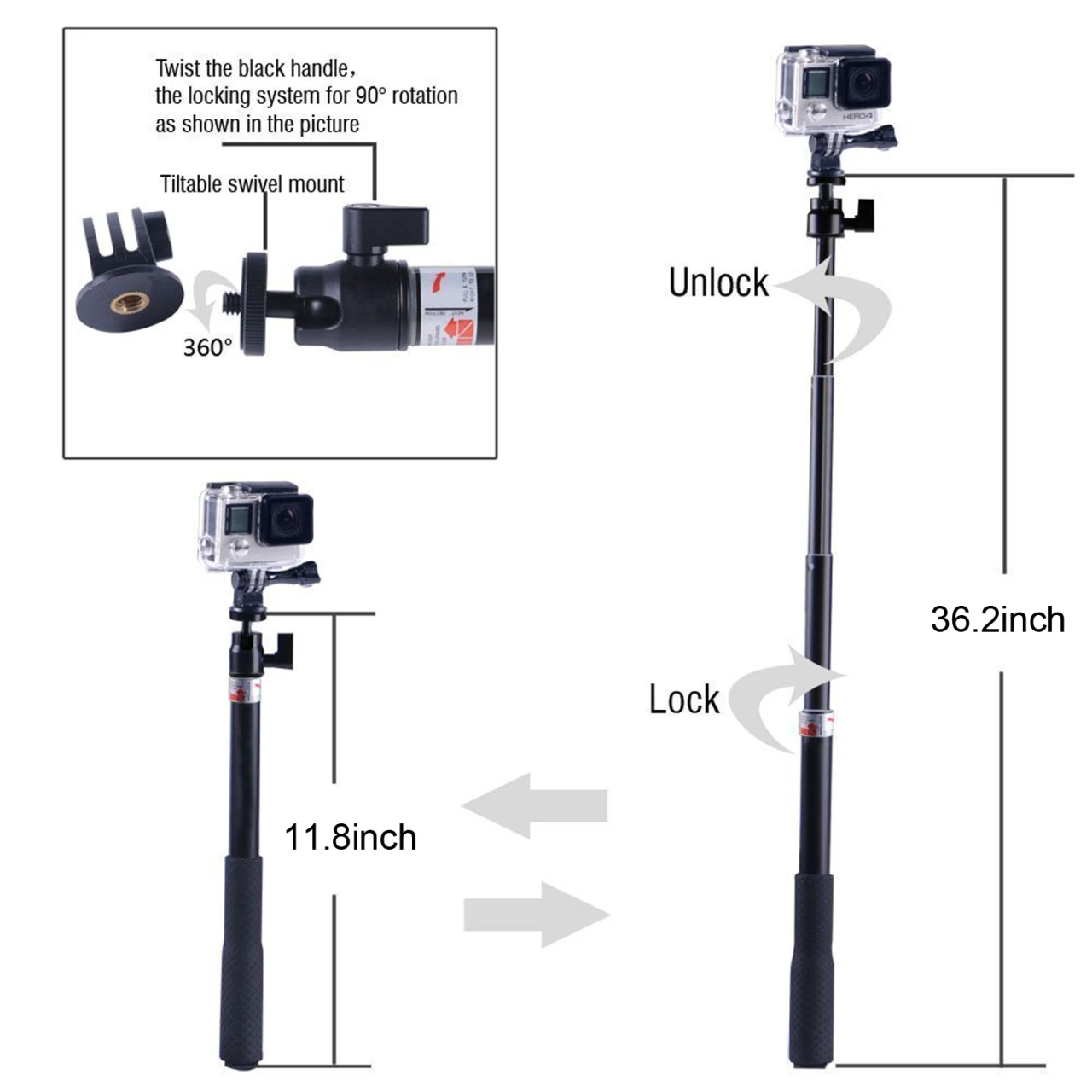6. Selfie Stick pt Camera video sport Gopro DJI insta360 Sjcam Telefon