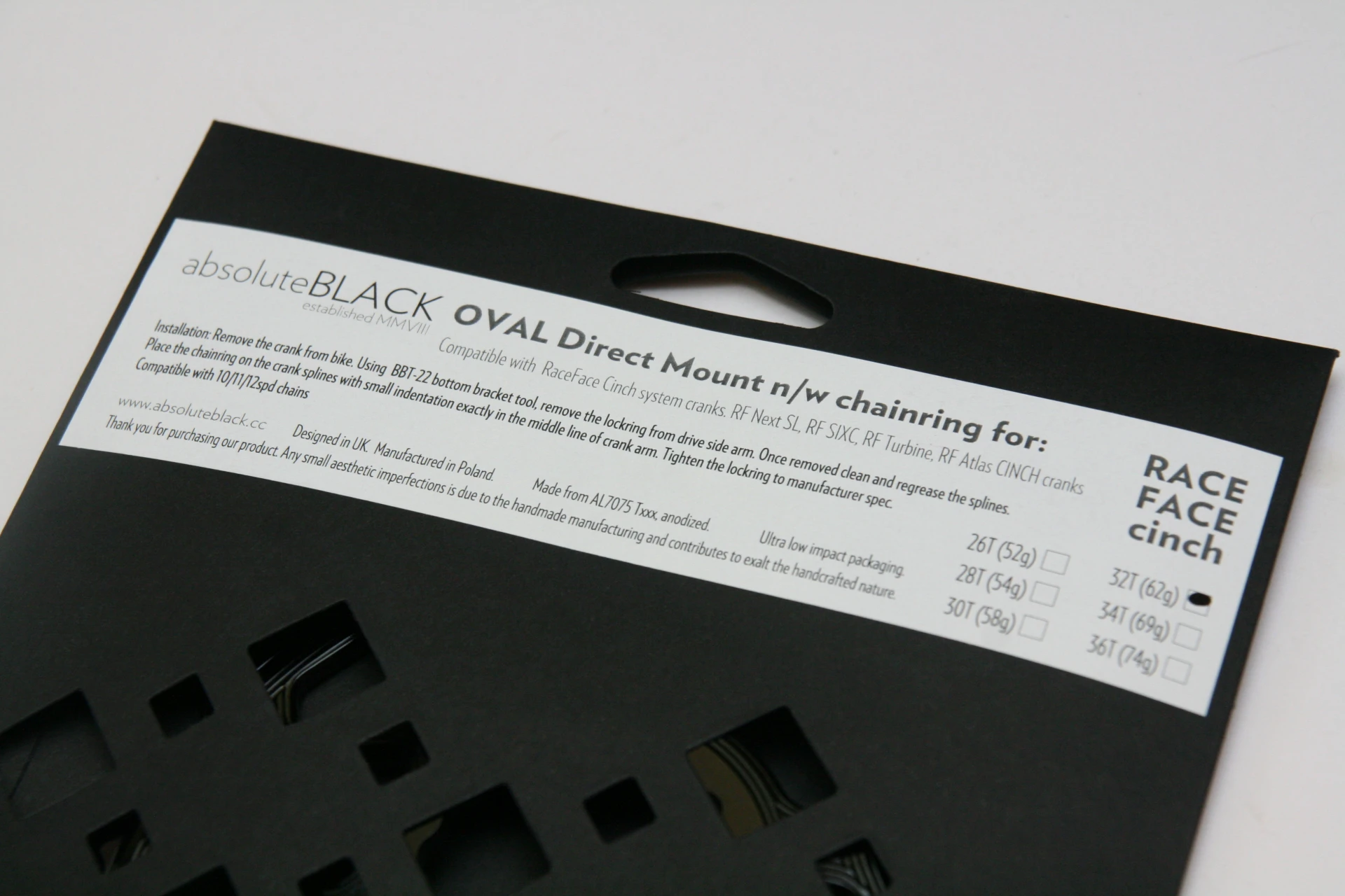 1. Placa angrenaj Absolute Black Ovala - Race Face Cinch direct mount