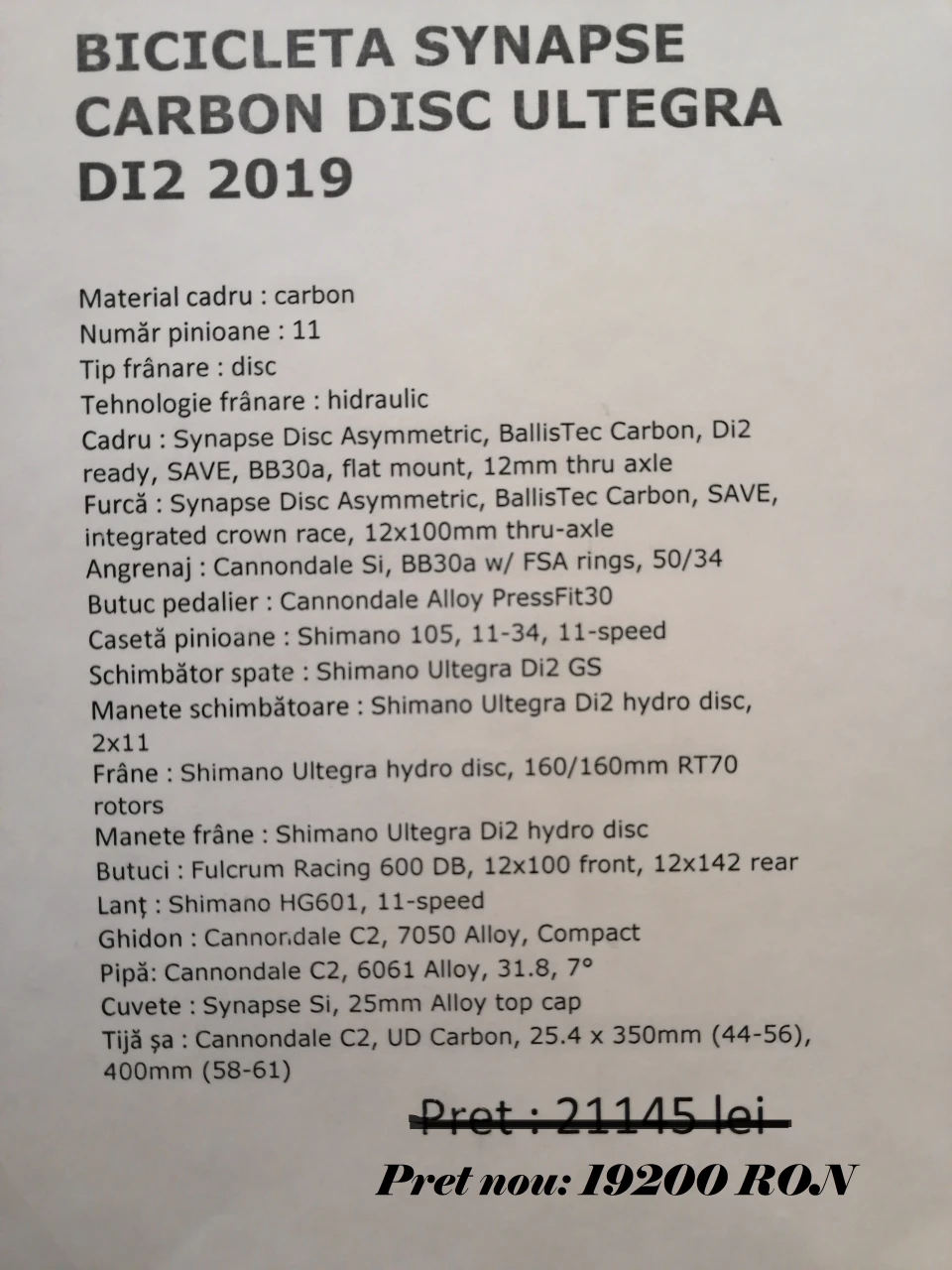 1. Cannondale Synapse DI2 (Carbon Disc Ultegra) 2019