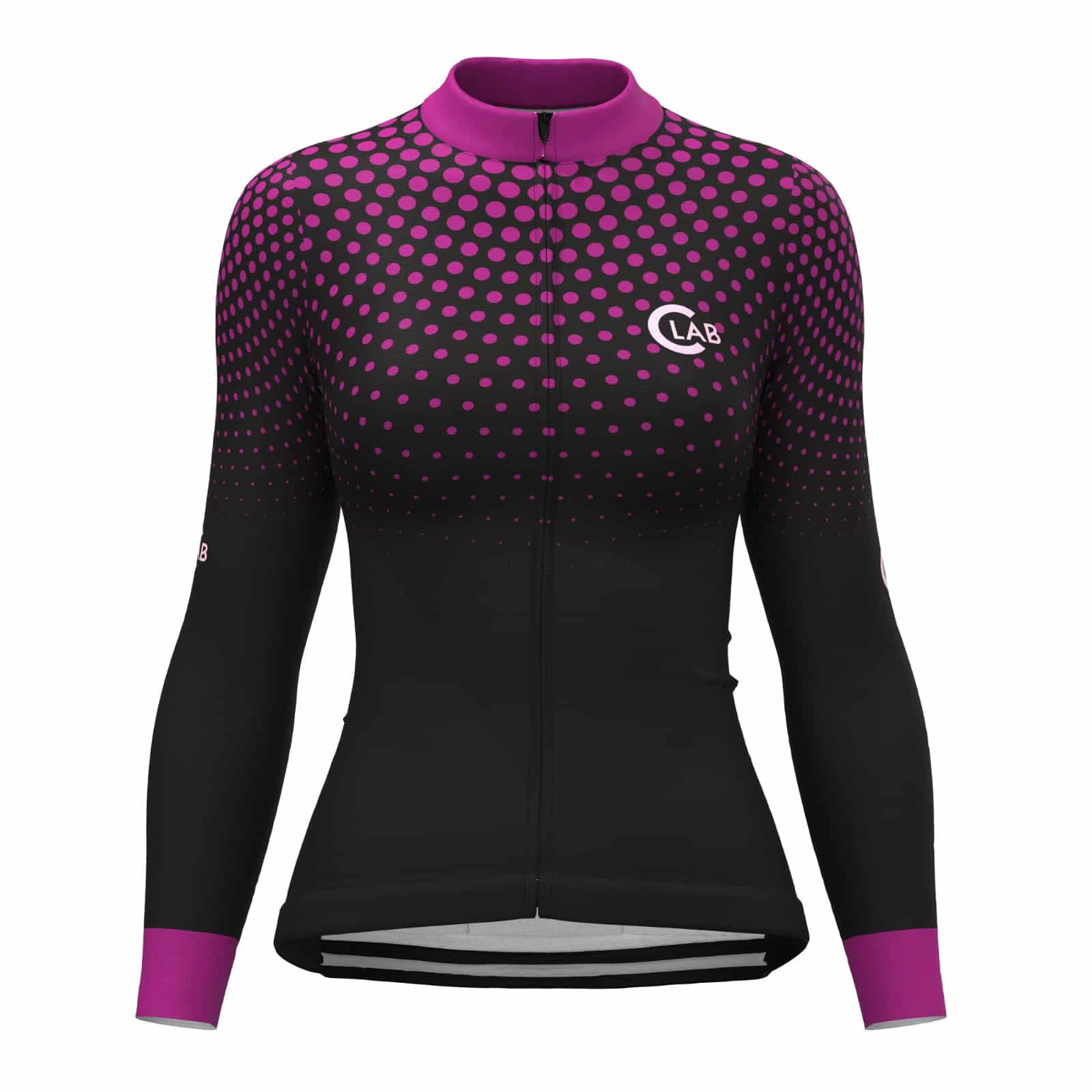 1. ORDINO Dot Long Sleeve Women's Winter Cycling Jersey Black/Pink - L