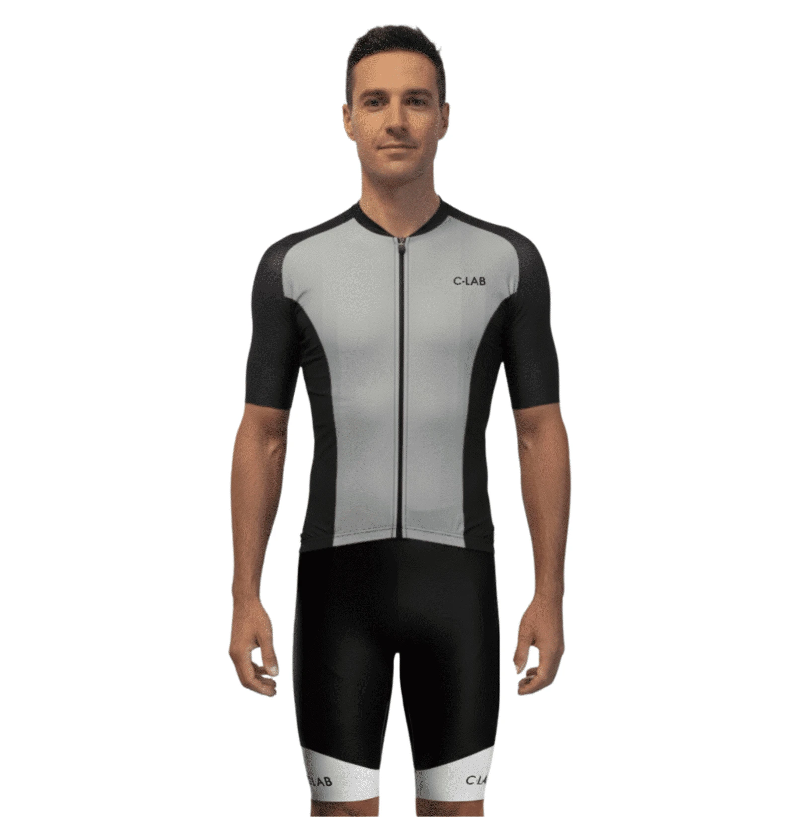 1. Short-Sleeved Long Distance Triathlon Trisuit - Grey/Black - XXL