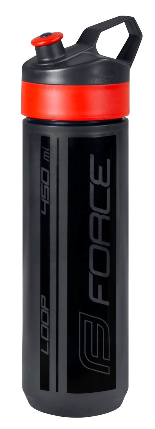 1. Bidon Force Loop 0.45L, Negru-transparent/rosu