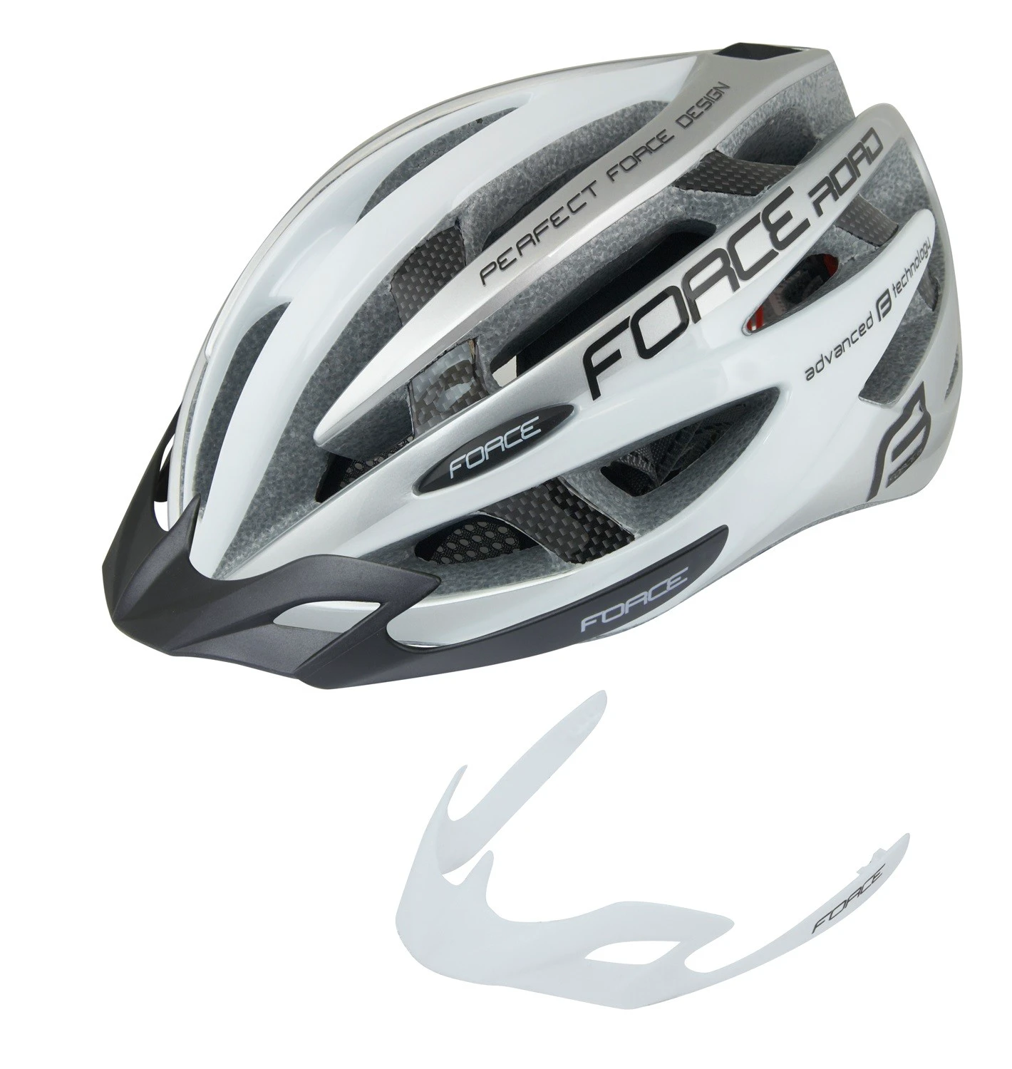 1. Casca FORCE ROAD Alb/gri S-M (54-58 cm)