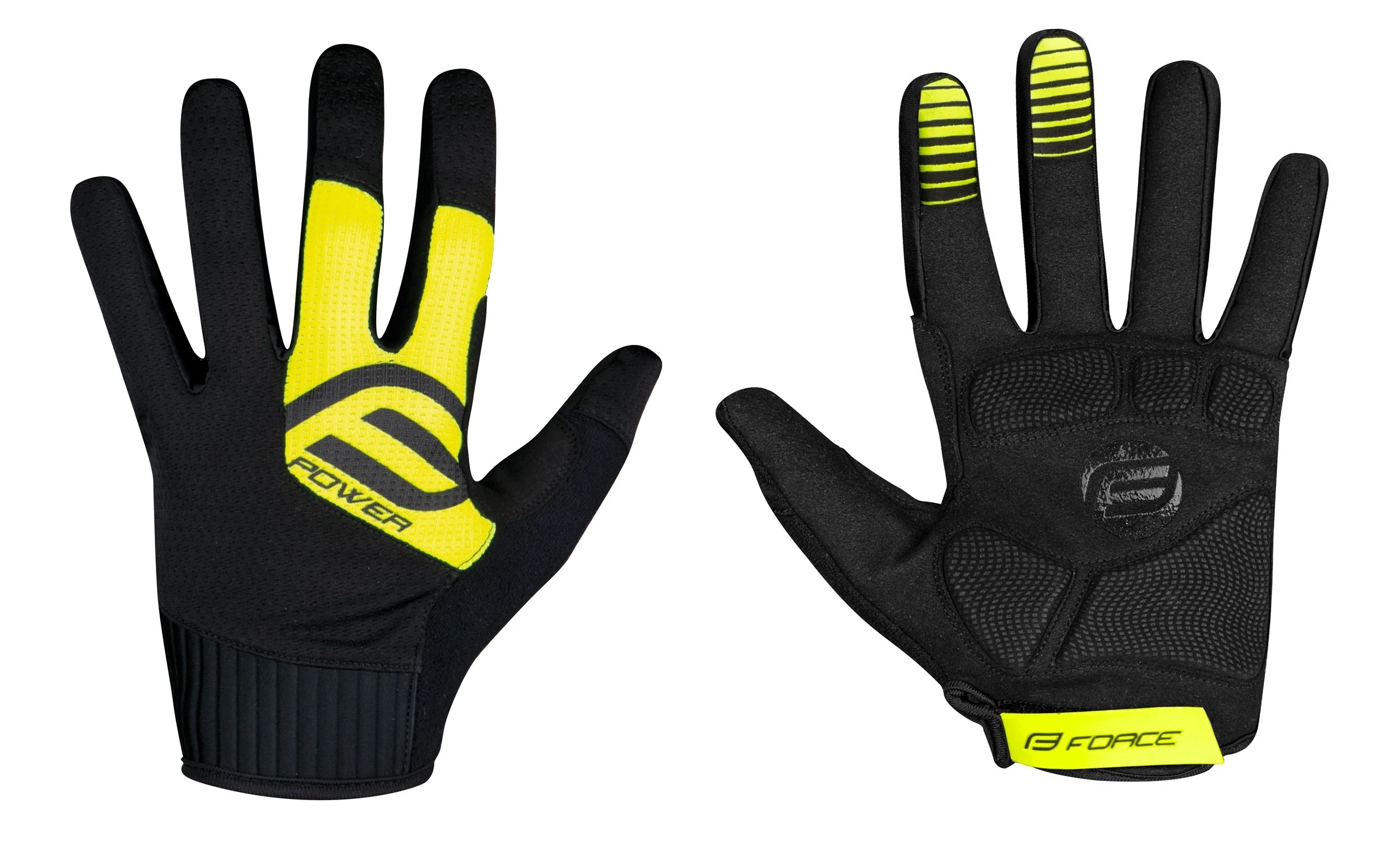 1. Manusi Force MTB Power, negru/fluo, L
