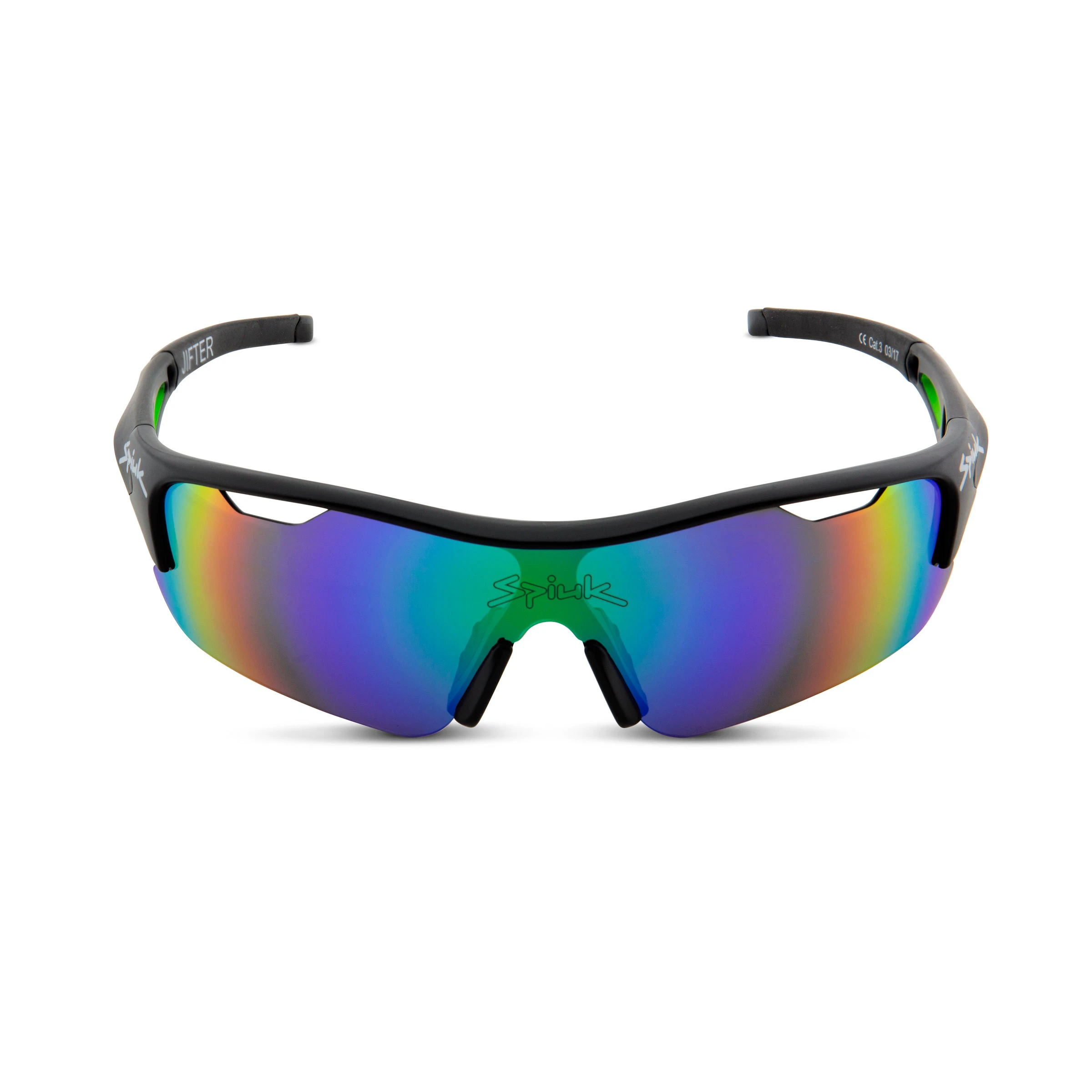 2. Spiuk - ochelari soare sport Jifter, 3 lentile de schimb transparent, portocaliu si verde oglinda - rama negru verde