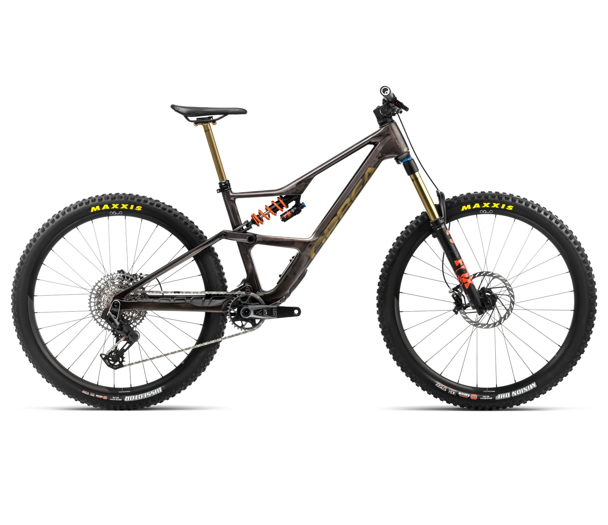 1. Bicicletă MTB All Mountain full suspension Orbea OCCAM LT M-TEAM - Cosmic Carbon View | Metallic Olive Green (Gloss)