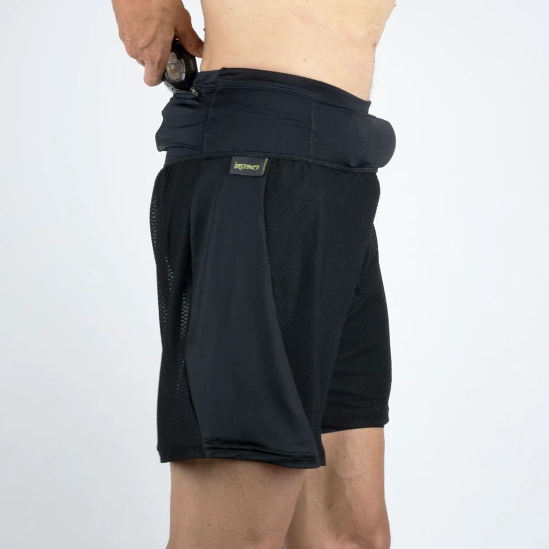 4. Instinct - Pantaloni scurti maraton barbati - Trail Short Marathon 2-in-1 - Negru