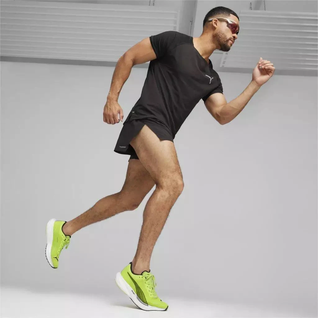 7. Puma - pantofi alergare pentru barbati Deviate Nitro 2 - verde fluo Lime Pow negru alb