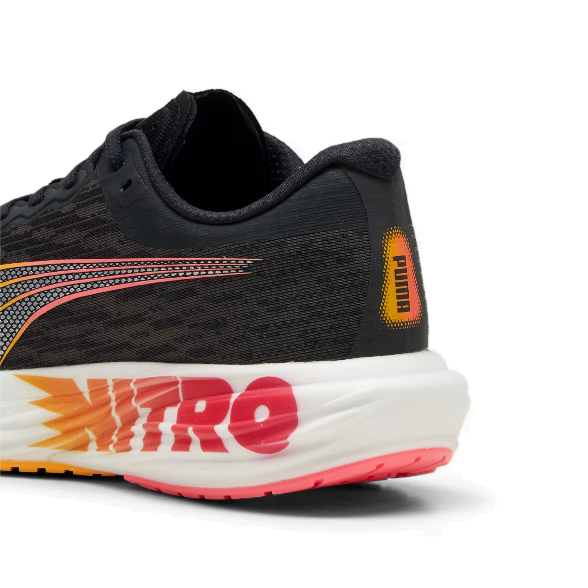 5. Puma - pantofi alergare pentru barbati Deviate Nitro 2 FF - negru alb portocaliu Sun Stream sunset glow