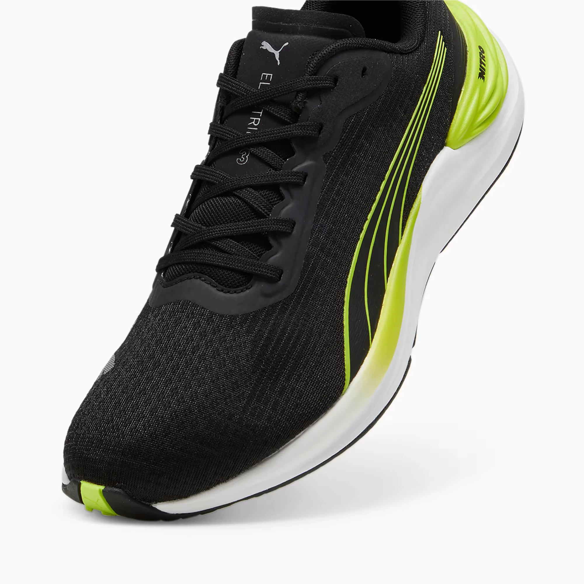 4. Puma - pantofi alergare pentru barbati Electrify NITRO 3 - negru verde fluo Lime Pow alb