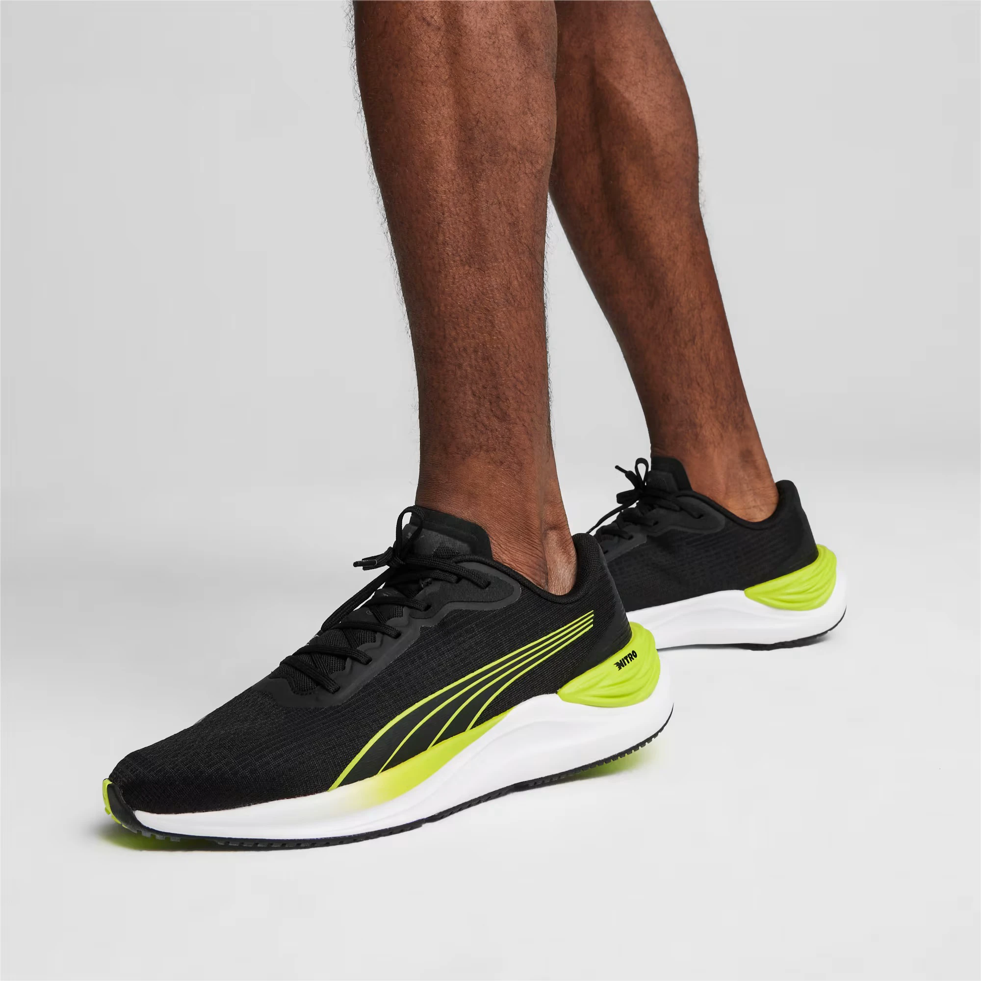 7. Puma - pantofi alergare pentru barbati Electrify NITRO 3 - negru verde fluo Lime Pow alb
