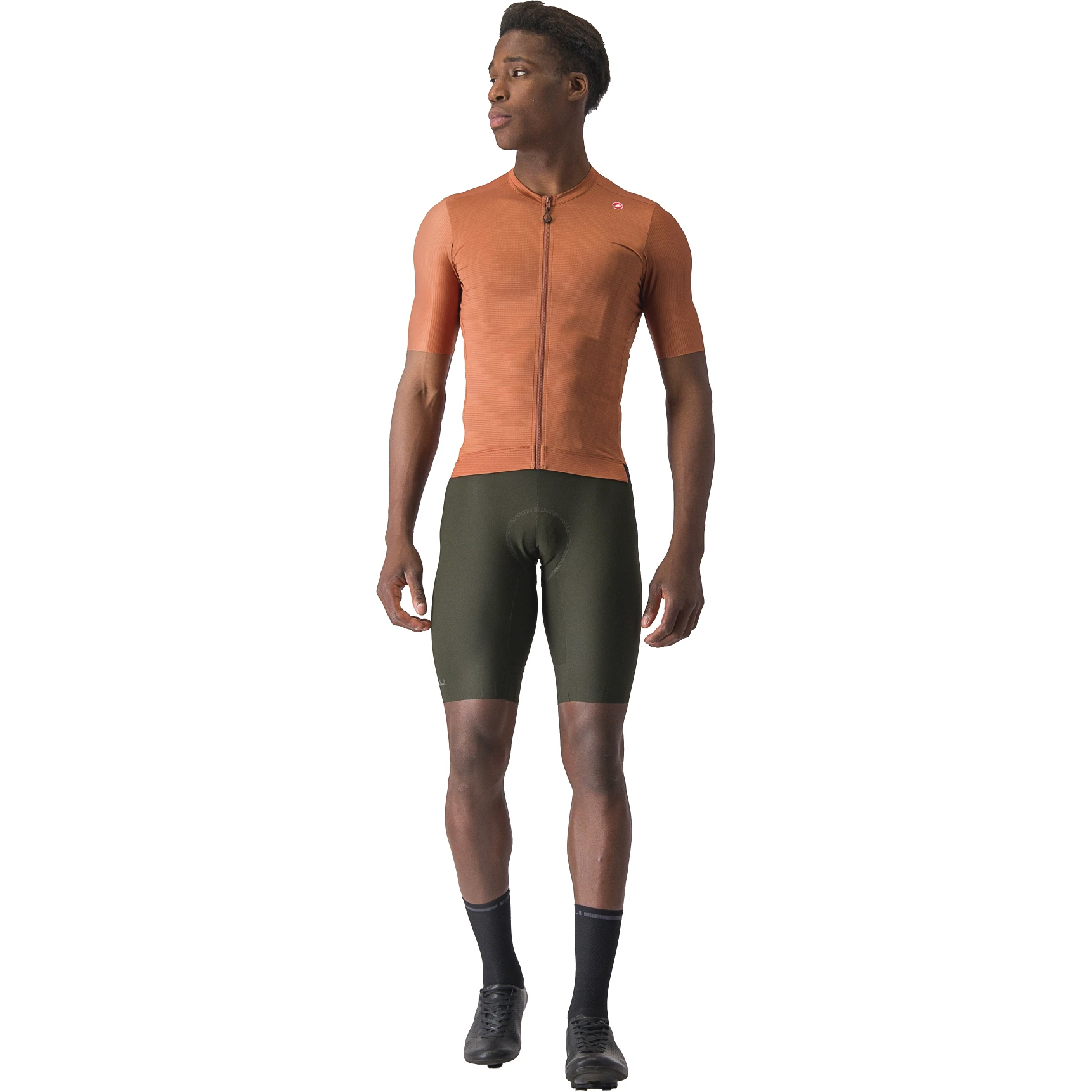4. Castelli - tricou ciclism cu maneca scurta pentru barbati Espresso Jersey - maro deschis mocha gri inchis