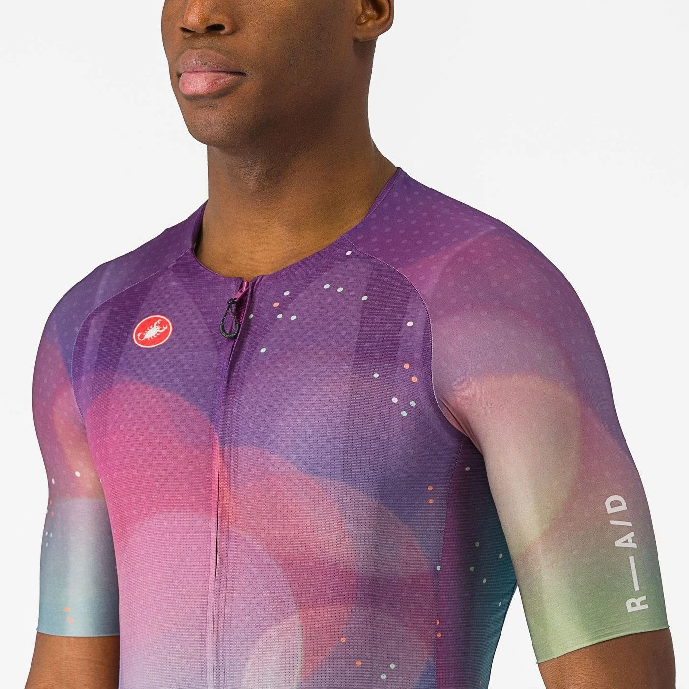 4. Castelli - tricou ciclism cu maneca scurta pentru barbati R-A/D Jersey - multicolor mov inchis albastru