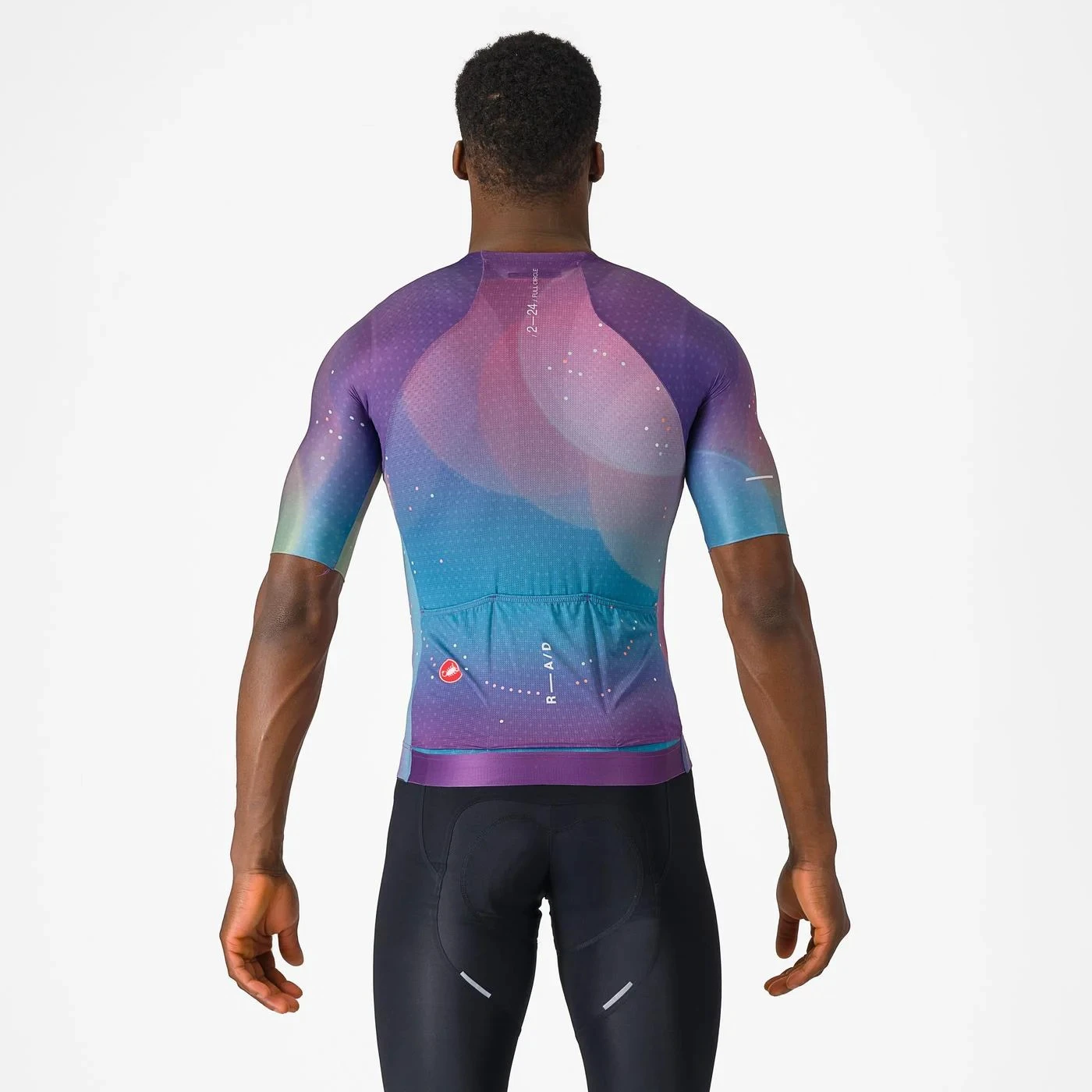 6. Castelli - tricou ciclism cu maneca scurta pentru barbati R-A/D Jersey - multicolor mov inchis albastru