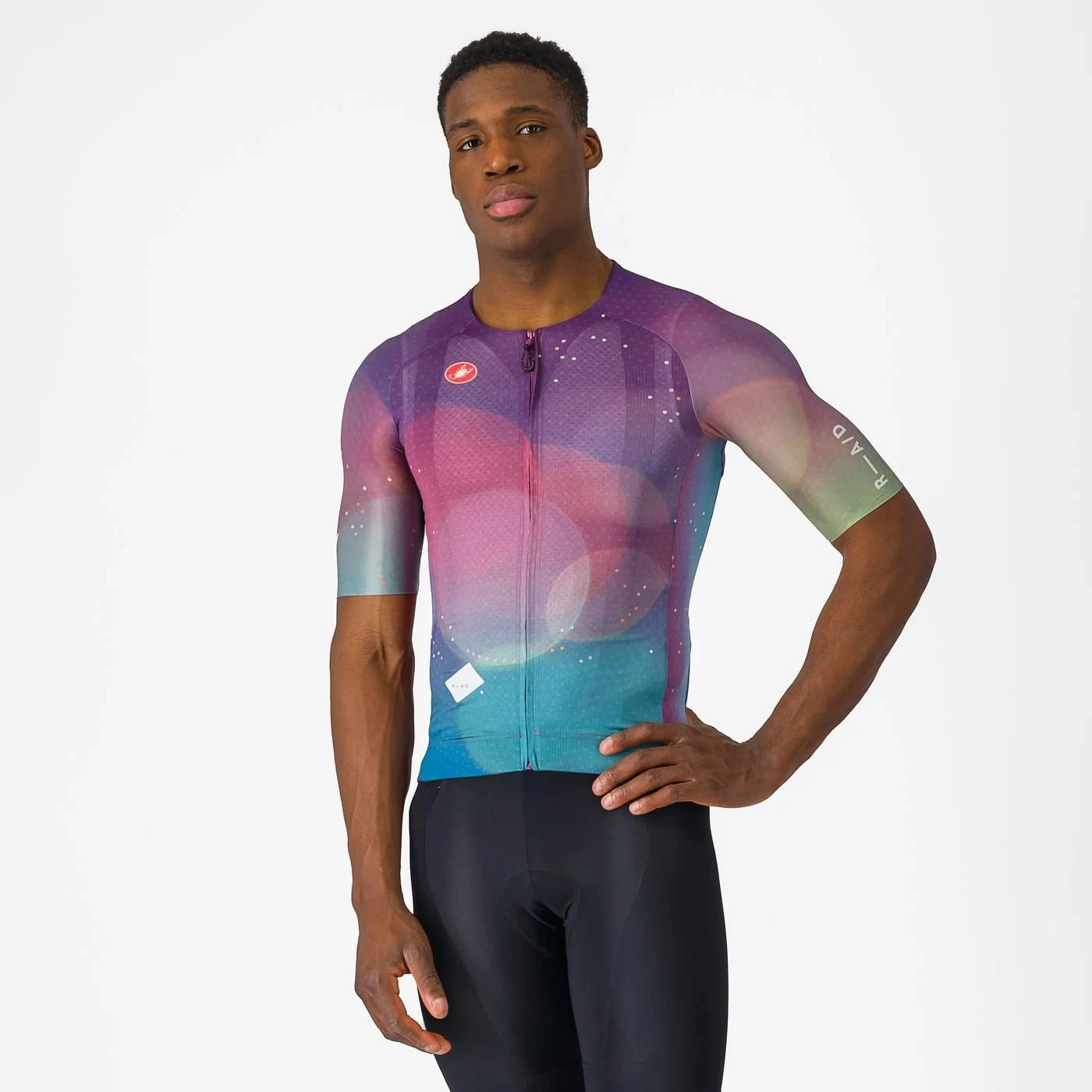 5. Castelli - tricou ciclism cu maneca scurta pentru barbati R-A/D Jersey - multicolor mov inchis albastru