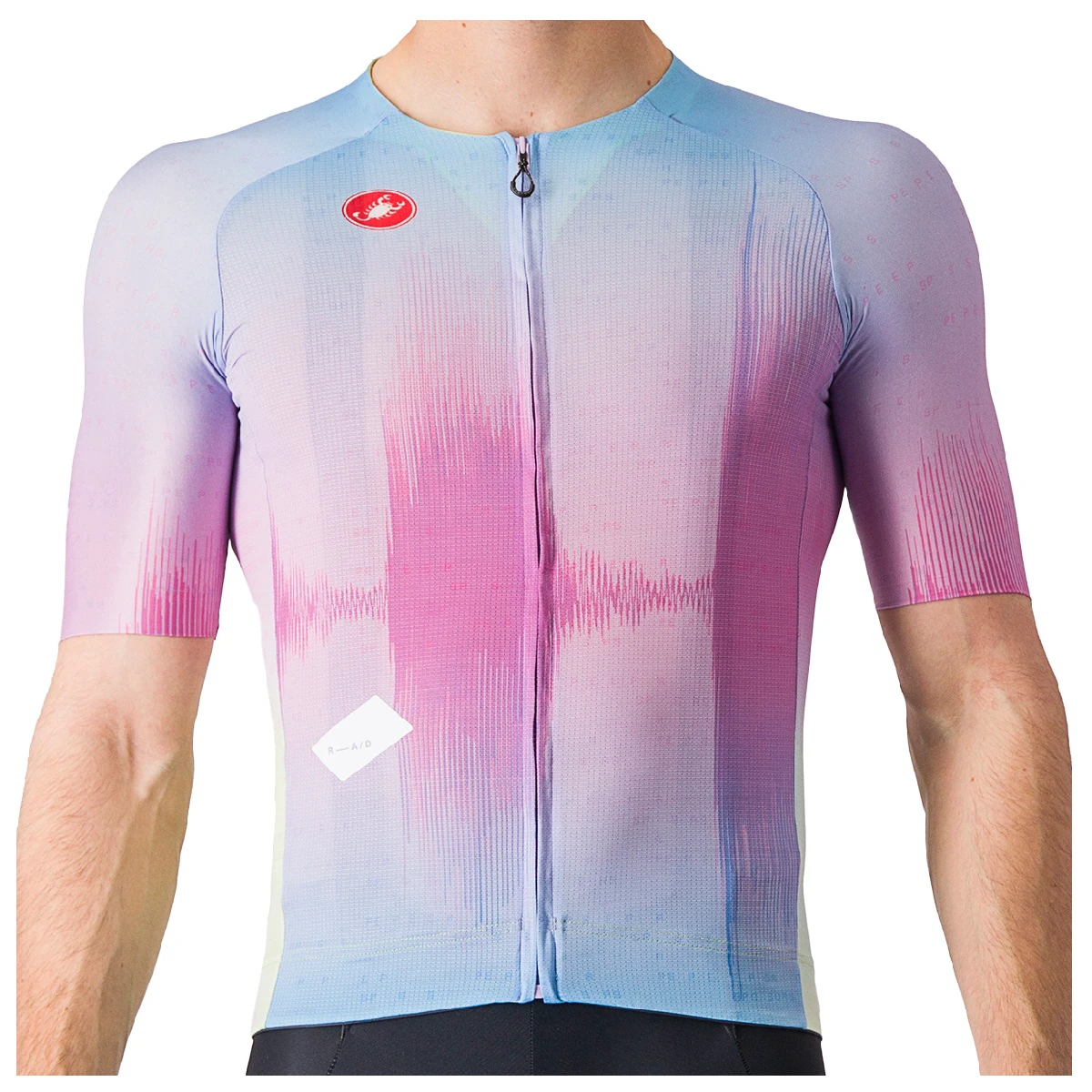 1. Castelli - tricou ciclism cu maneca scurta pentru barbati R-A/D Jersey - multicolor violet
