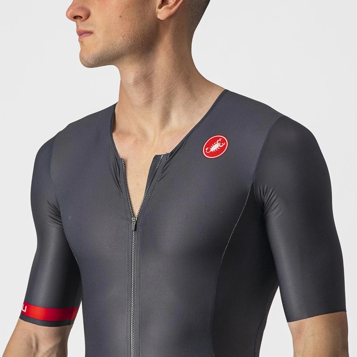 5. Castelli - costum trisuit triatlon pentru barbati, maneca scurta Free Sanremo SS Suit - negru