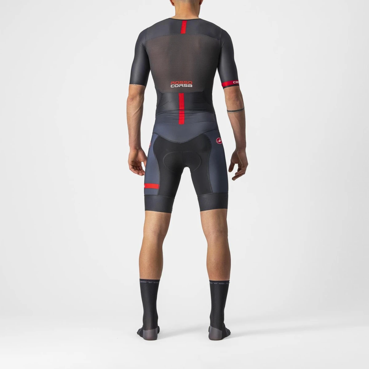 12. Castelli - costum trisuit triatlon pentru barbati, maneca scurta Free Sanremo SS Suit - negru