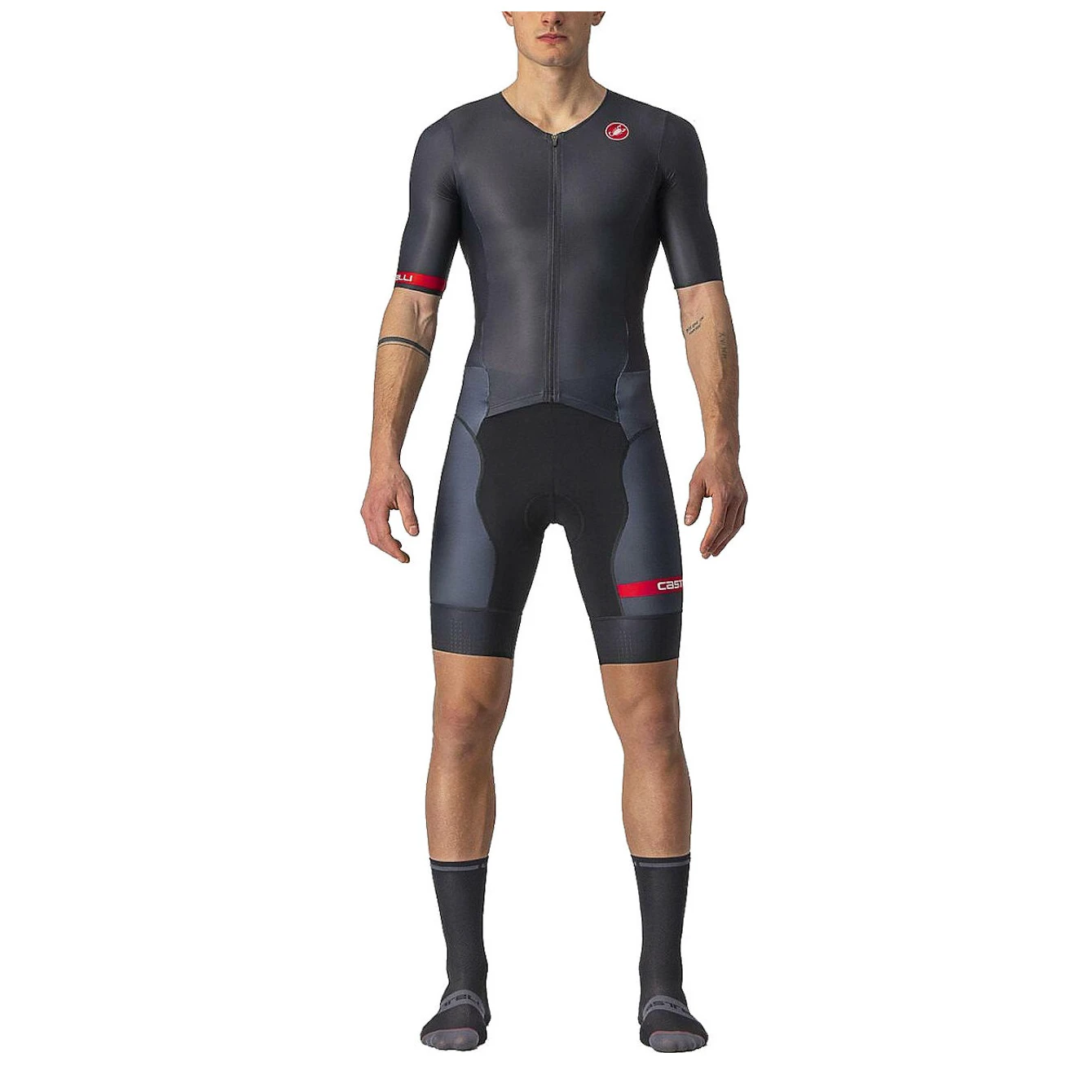 2. Castelli - costum trisuit triatlon pentru barbati, maneca scurta Free Sanremo SS Suit - negru