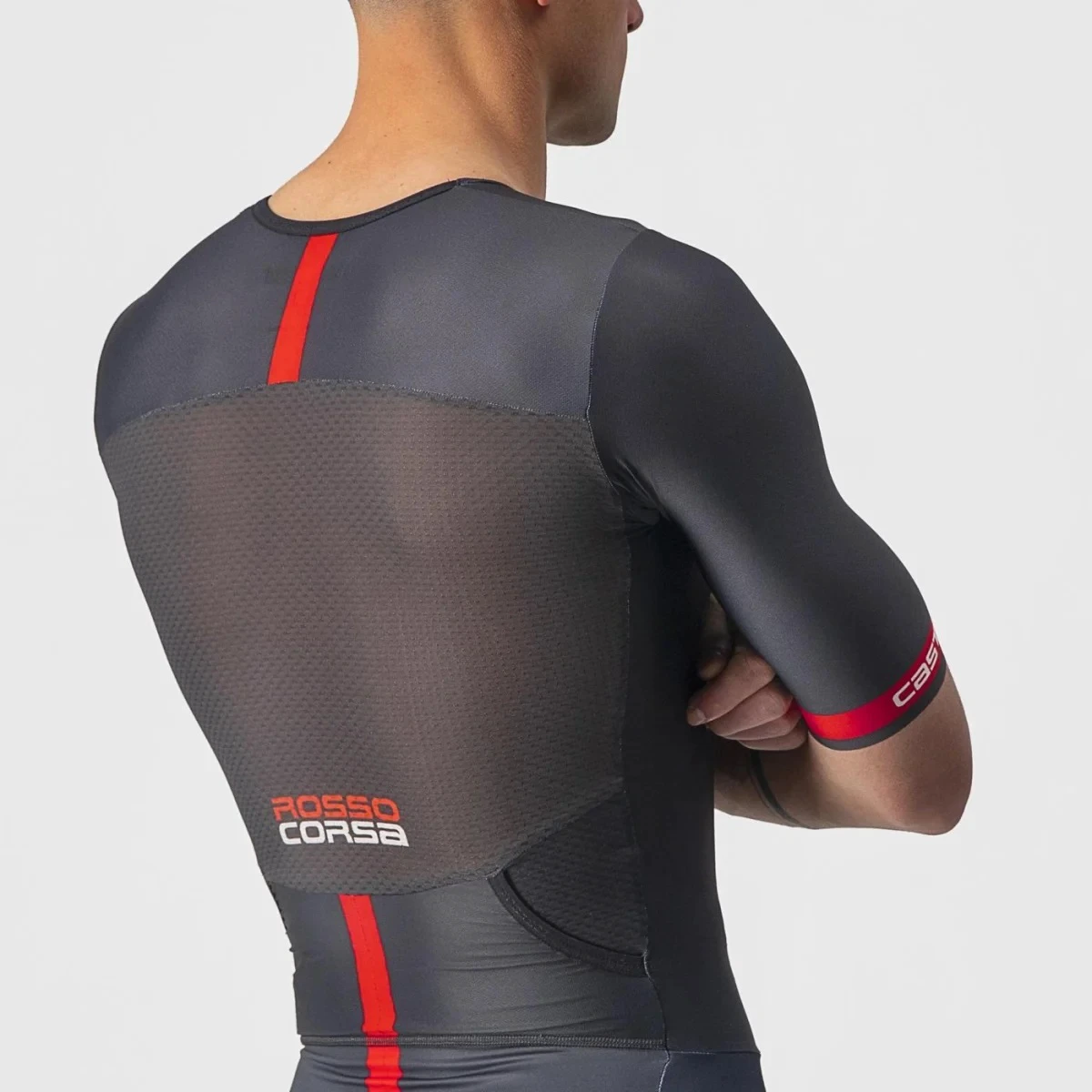6. Castelli - costum trisuit triatlon pentru barbati, maneca scurta Free Sanremo SS Suit - negru