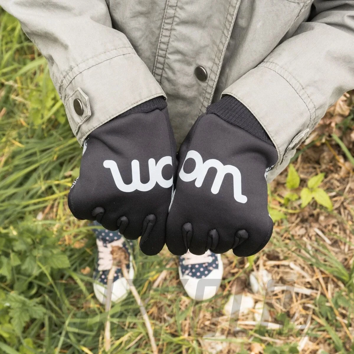 6. Woom - manusi ciclism copii iarna sau vreme rece warm tens bike gloves - negru gri