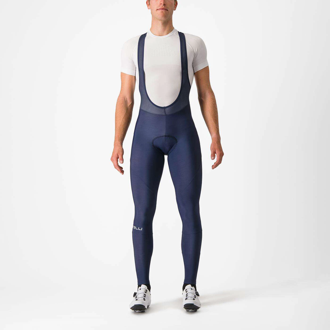 6. Castelli - pantaloni lungi ciclism pentru barbati cu bretele Entrata bibtights - albastru belgian