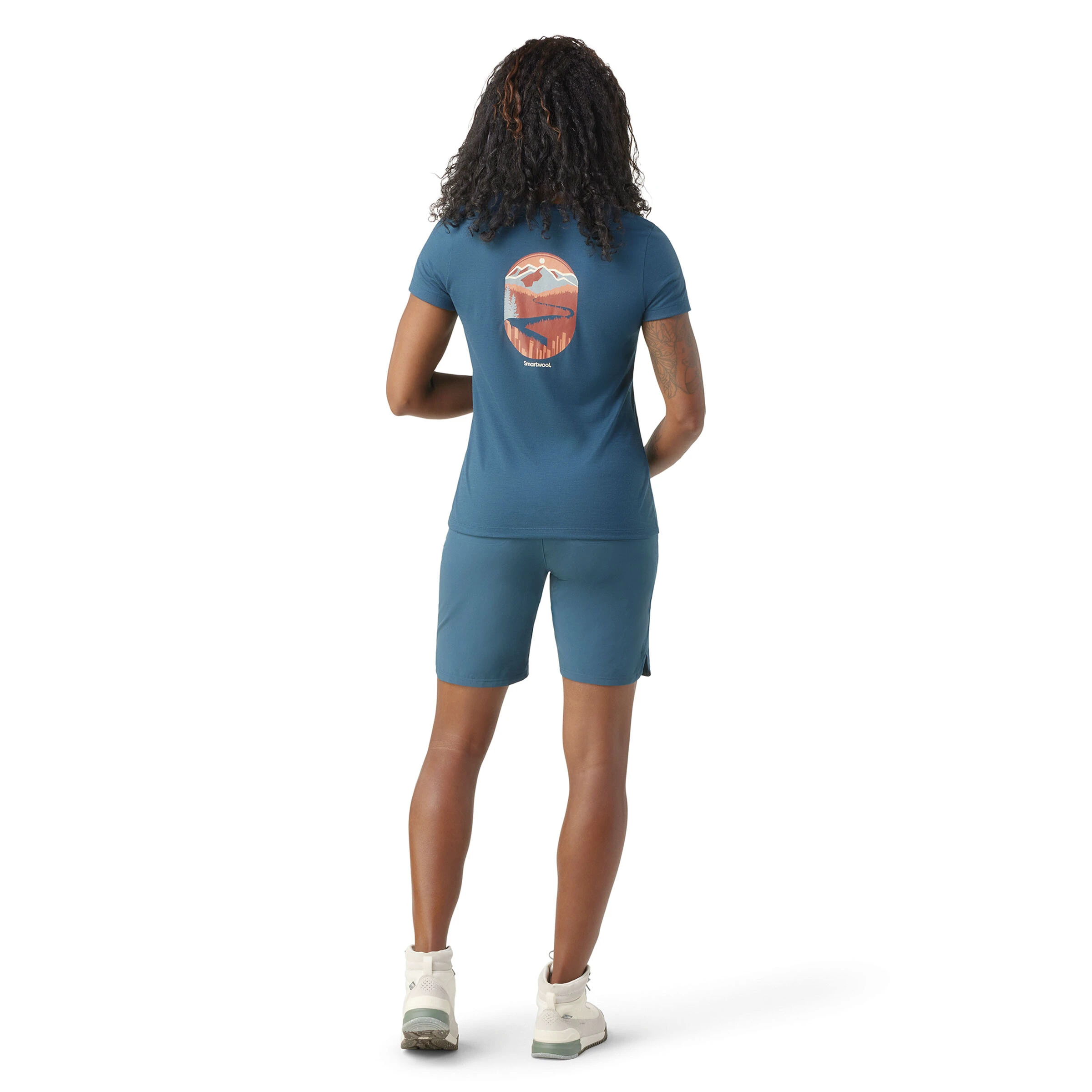 4. Smartwool - tricou sport femei maneca scurta Denver Skyline Graphic Short Sleeve Tee Slim Fit - albastru inchis amurg