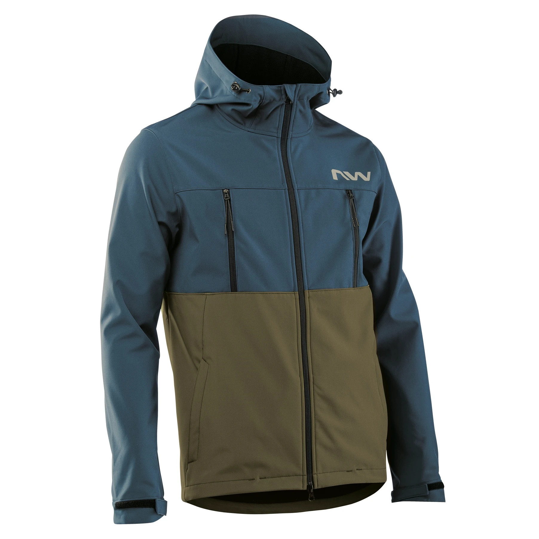 1. Northwave - jacheta ciclism iarna pentru barbati All mountain Easy Out Softshell - albastru verde army