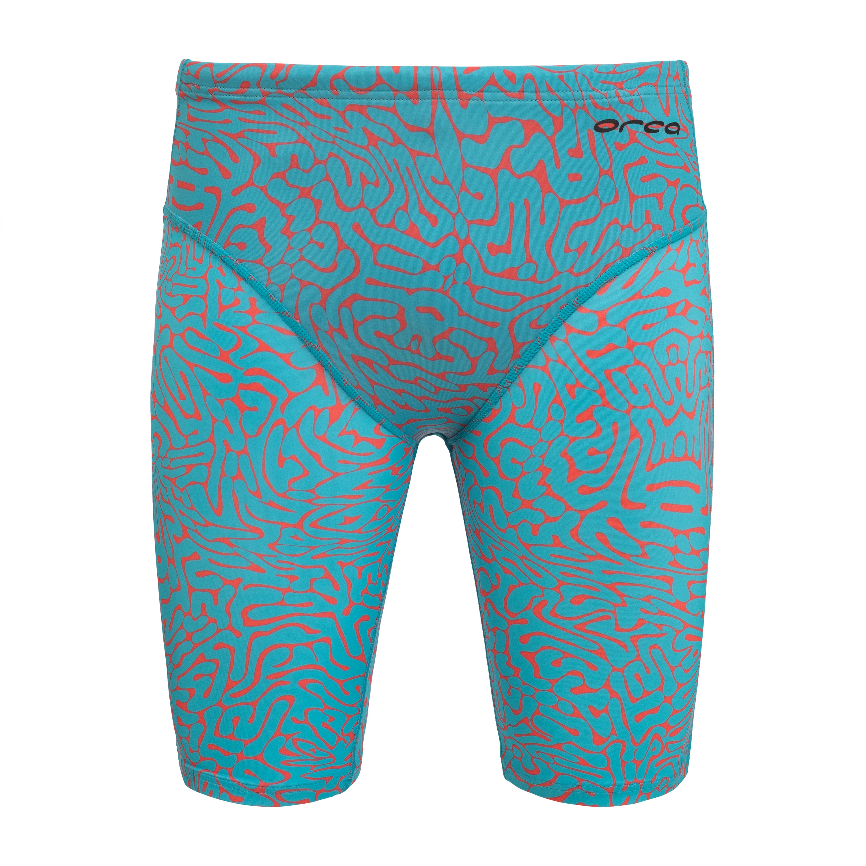 1. Orca - costum inot pentru barbati tip jammer - albastru deschis portocaliu