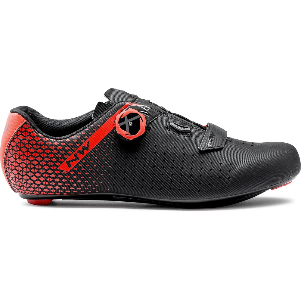 1. Northwave Core Plus 2 - pantofi pentru ciclism sosea - negru-rosu