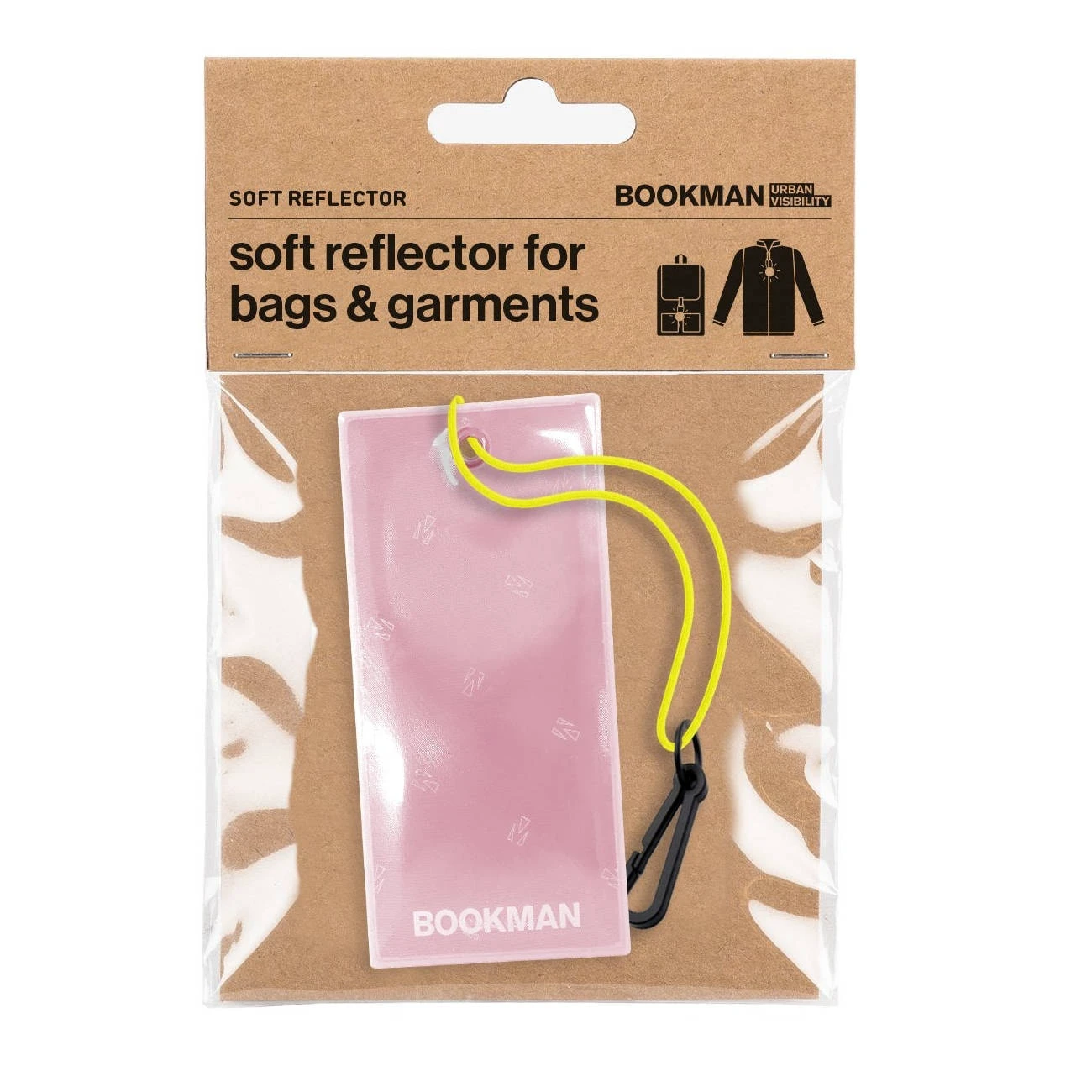 1. Bookman - reflectorizant moale suspendat - rectangular - bags & garments - roz