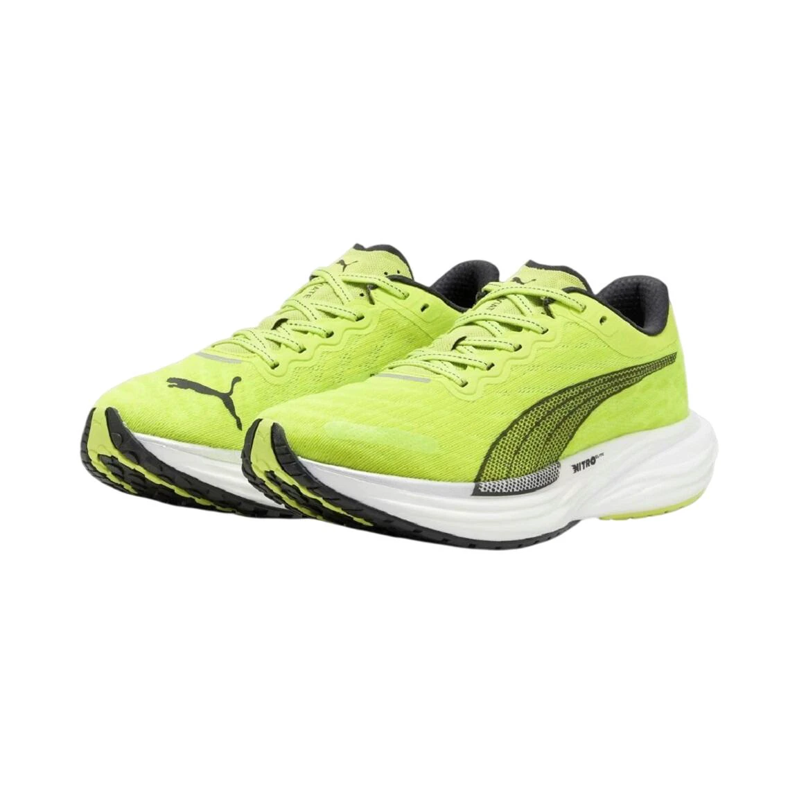 6. Puma - pantofi alergare pentru barbati Deviate Nitro 2 - verde fluo Lime Pow negru alb