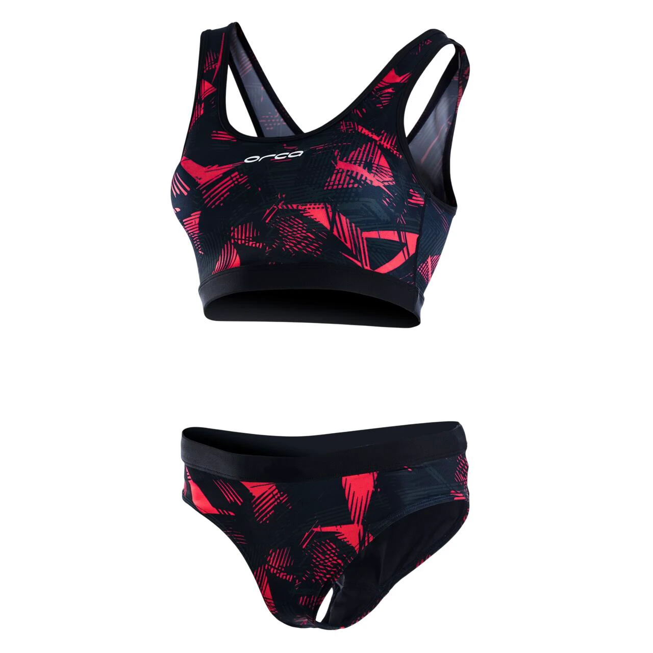 1. Orca - Costum de baie doua piese pentru Femei Bra & Bikini - print negru rosu