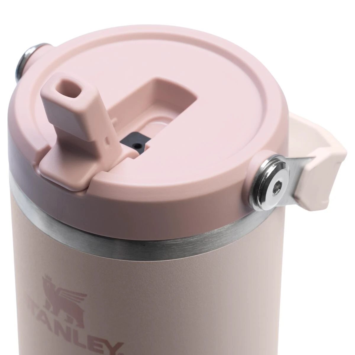 3. Stanley - termos tip sticla cu pai - Iceflow Flip Straw Tumbler 2.0 - roz - 0.89 L