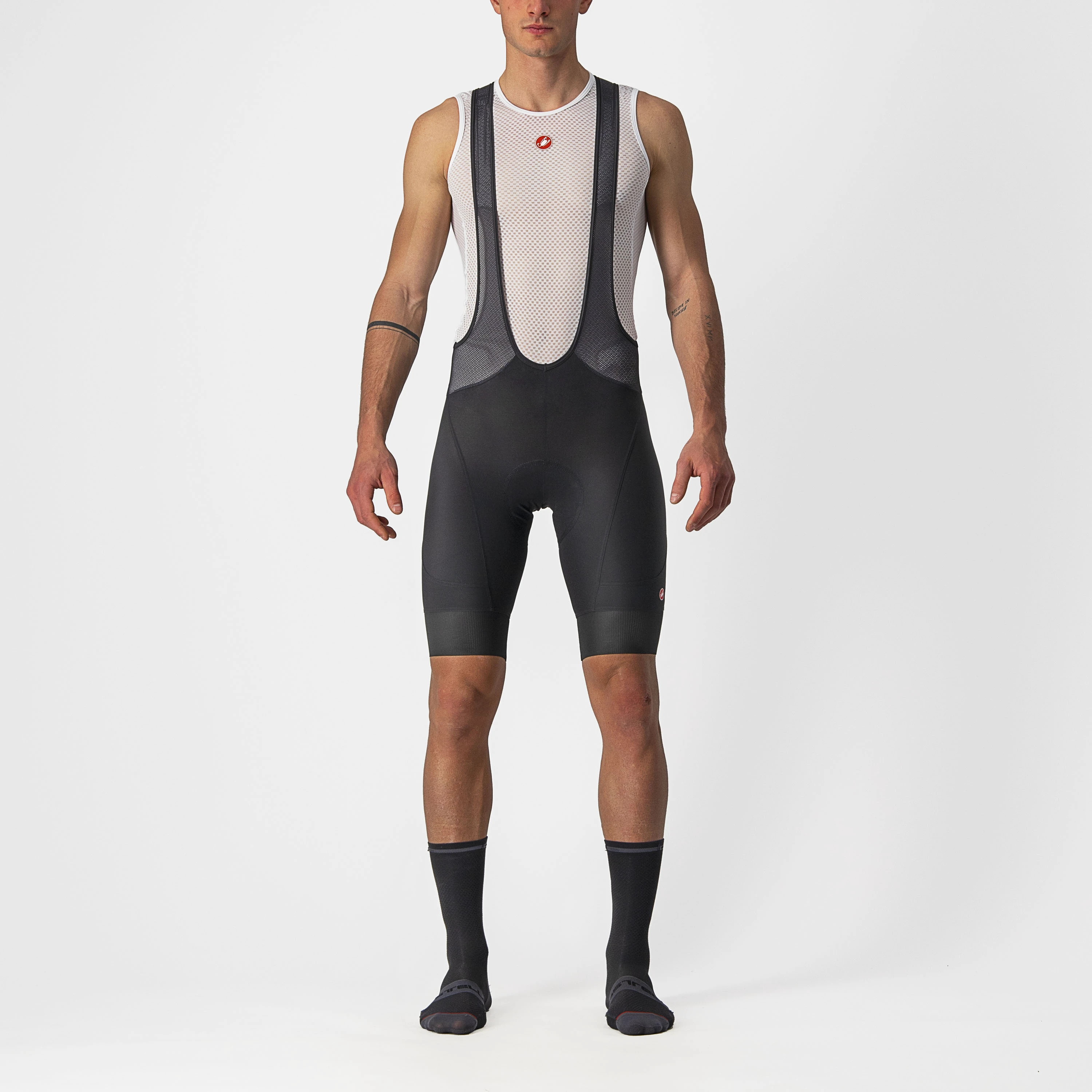1. Castelli - pantaloni ciclism scurti cu bretele - Endurance 3 Bibshort - 15-35 gr C - negru