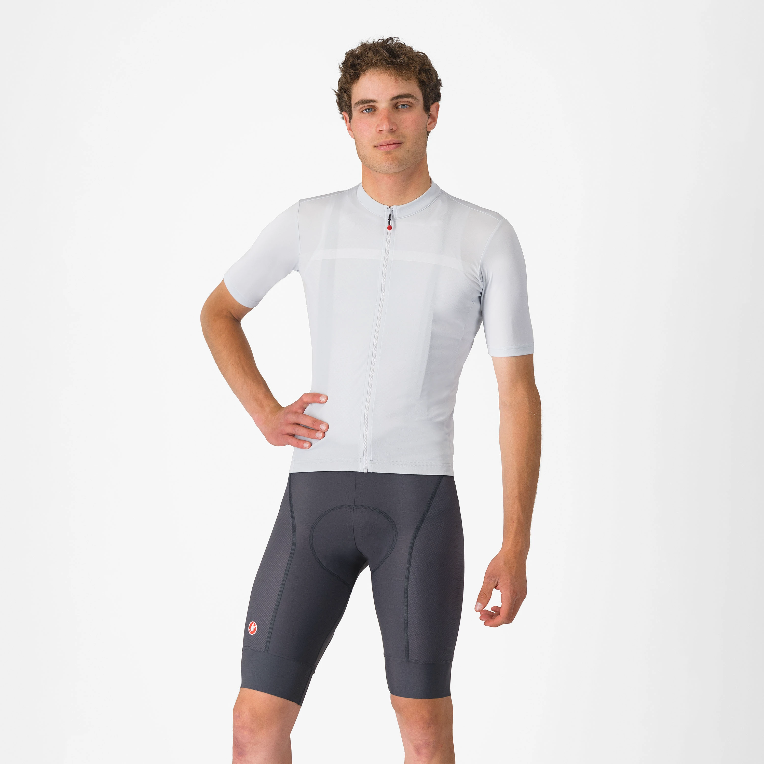 1. Castelli - pantaloni ciclism scurti cu bretele - Competizione 2 Bibshort - 15-35 gr C - gri inchis