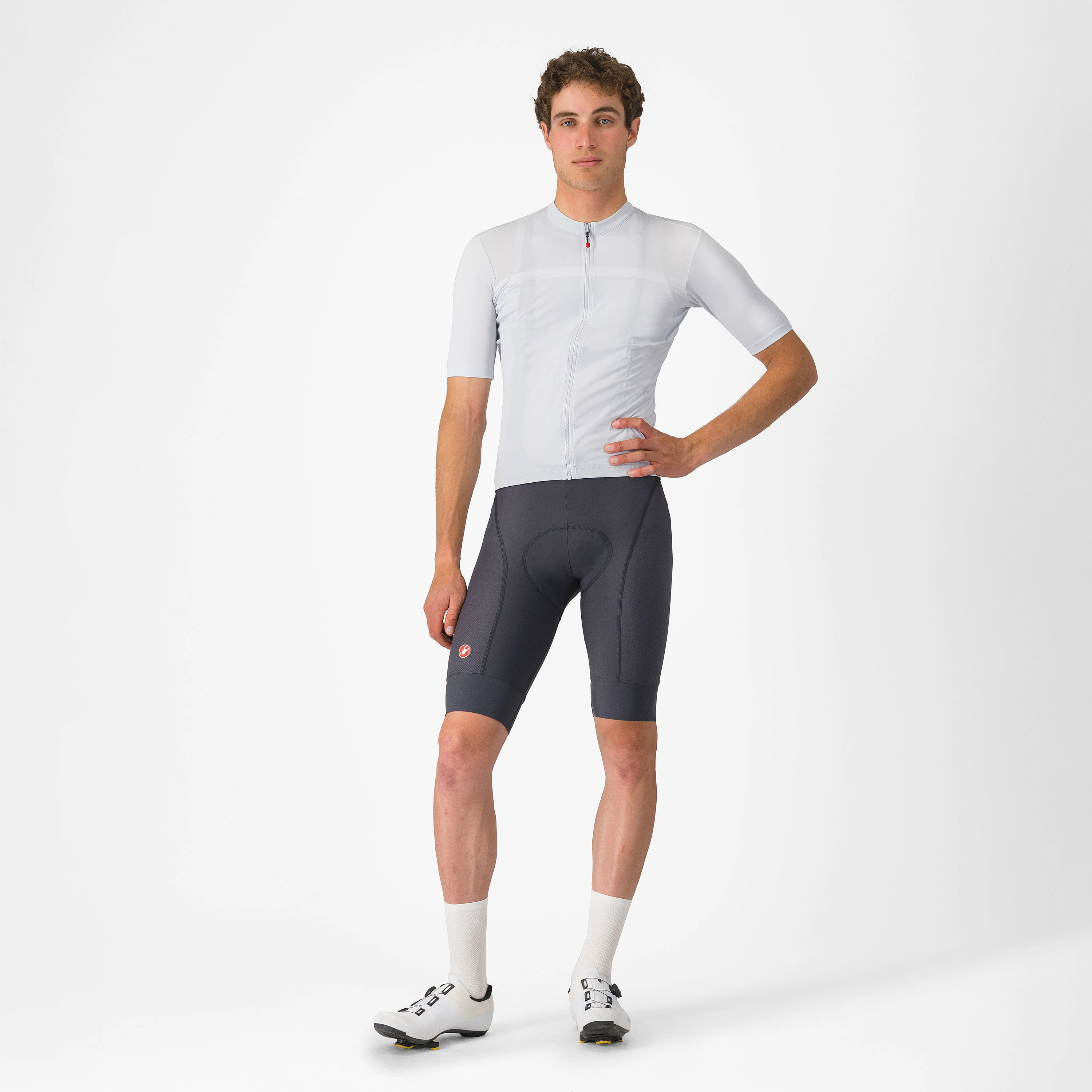 7. Castelli - pantaloni ciclism scurti cu bretele - Competizione 2 Bibshort - 15-35 gr C - gri inchis