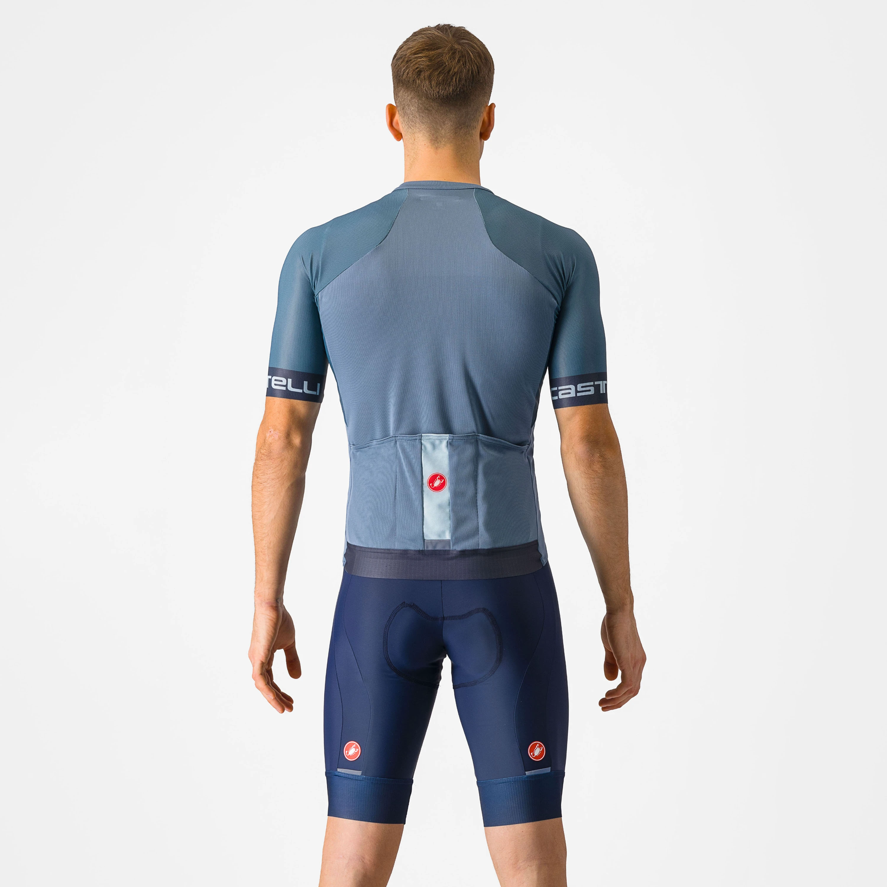 2. Castelli - pantaloni ciclism scurti cu bretele - Entrata 2 Bibshort - 15-35 gr C - albastru belgian