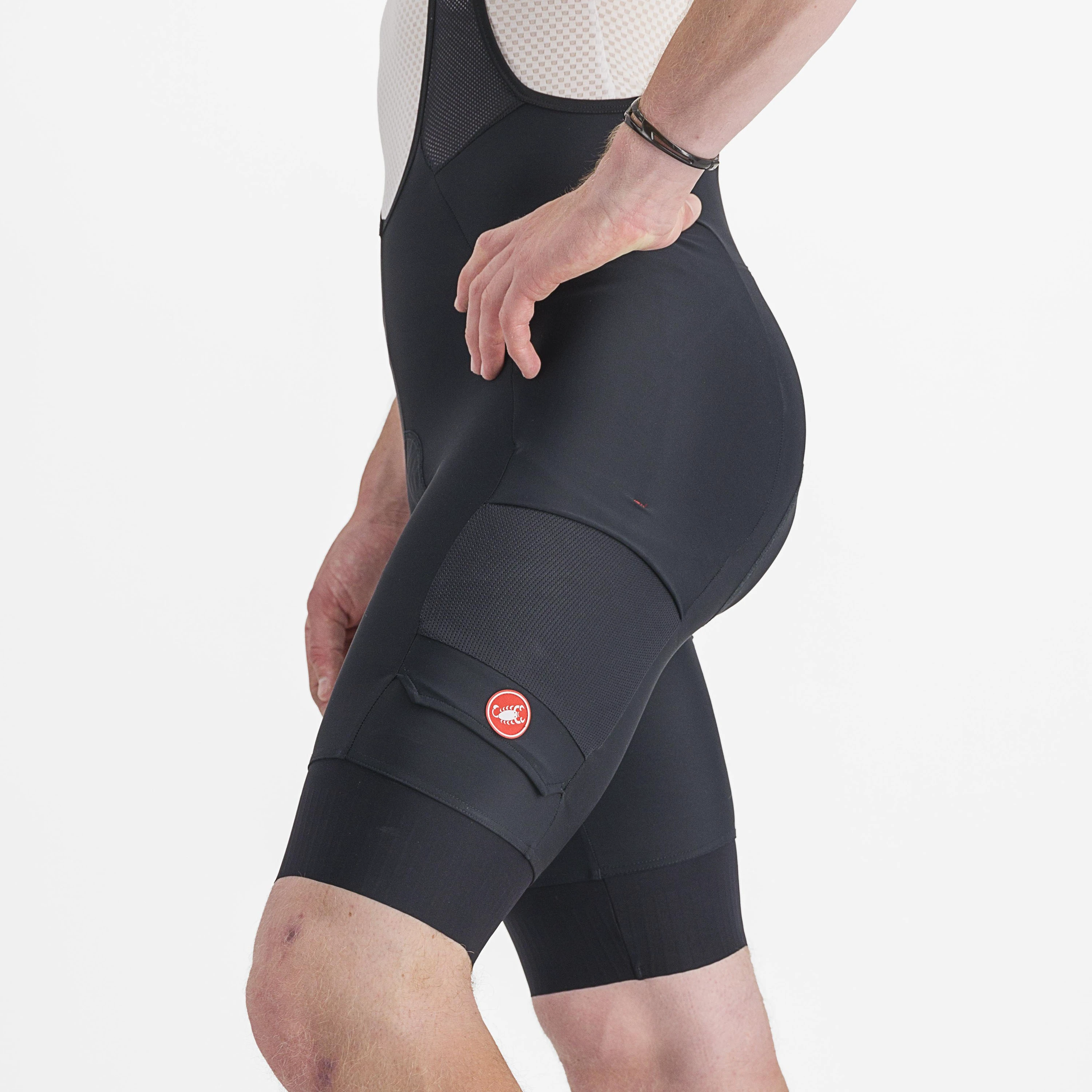 6. Castelli - pantaloni ciclism scurti cu bretele - Unlimited Cargo Bibshort - 15-35 gr C - negru