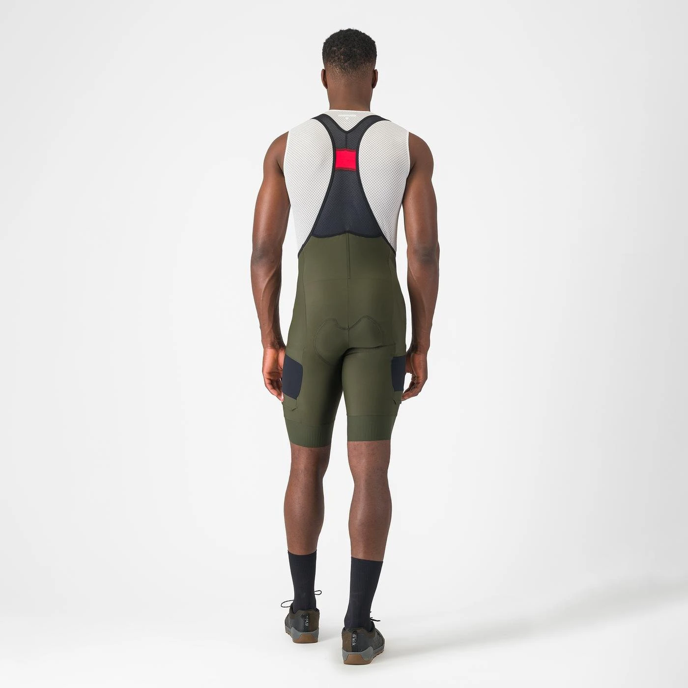 6. Castelli - pantaloni ciclism scurti cu bretele - Unlimited Cargo Bibshort - 15-35 gr C - verde Deep Green
