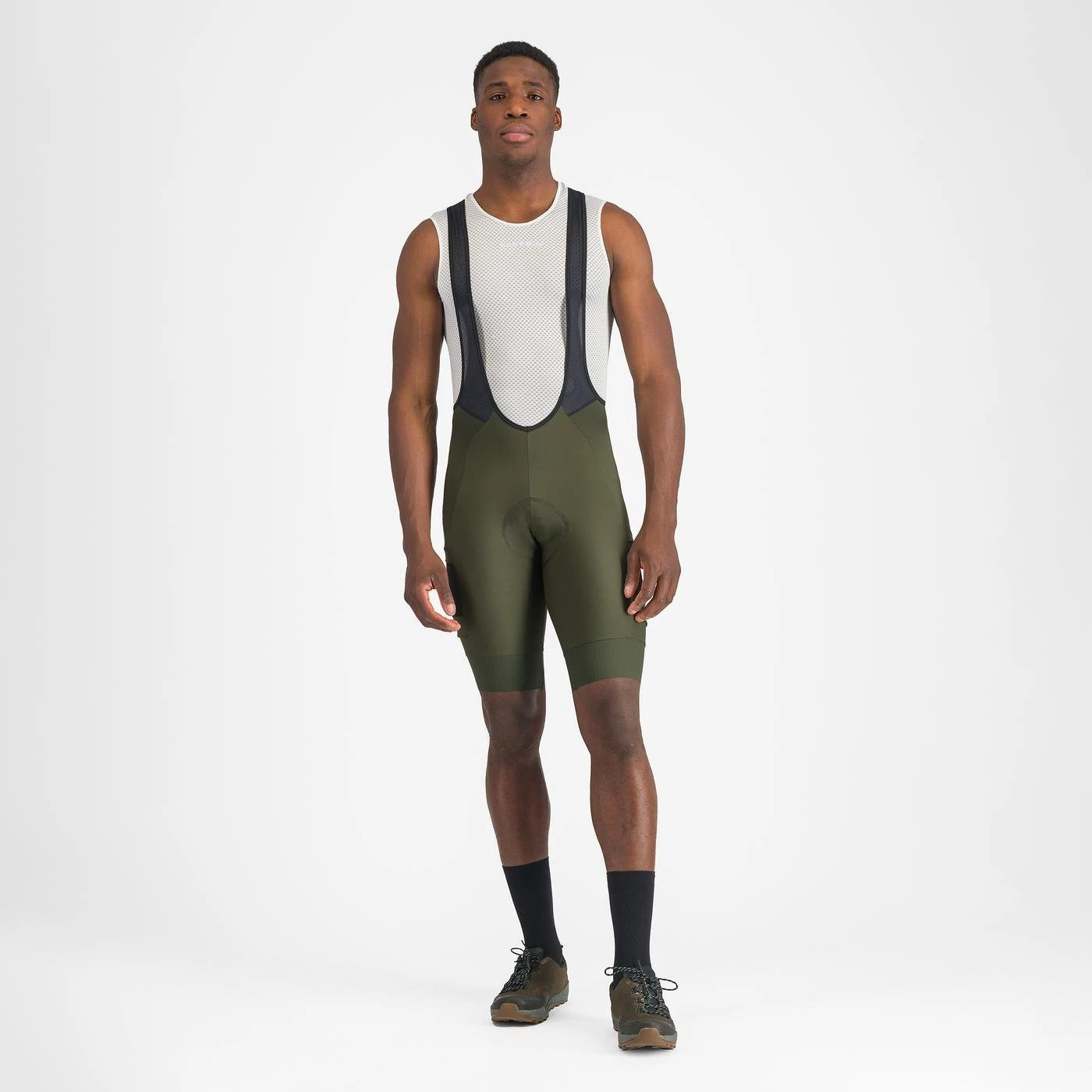 5. Castelli - pantaloni ciclism scurti cu bretele - Unlimited Cargo Bibshort - 15-35 gr C - verde Deep Green