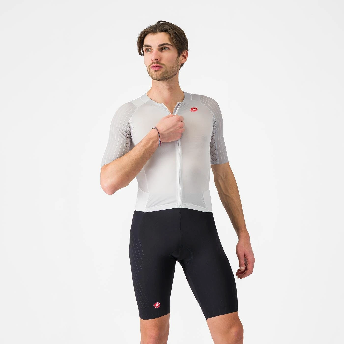 1. Castelli - costum triatlon cu maneca scurta - Free Sanremo 3 Suit Short Sleeve - alb | negru