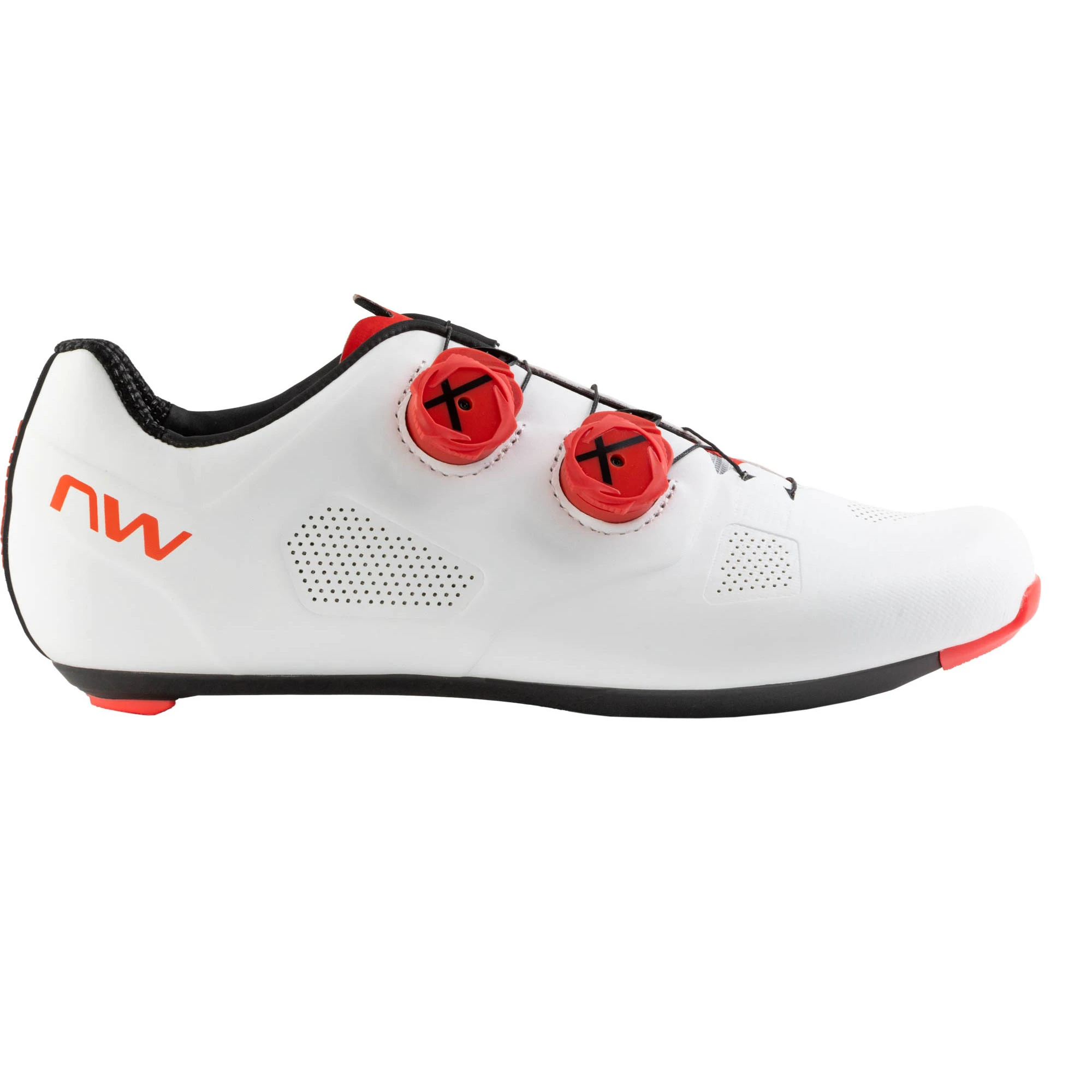 1. Northwave - pantofi ciclism sosea - Revolution - White | Red Fluo