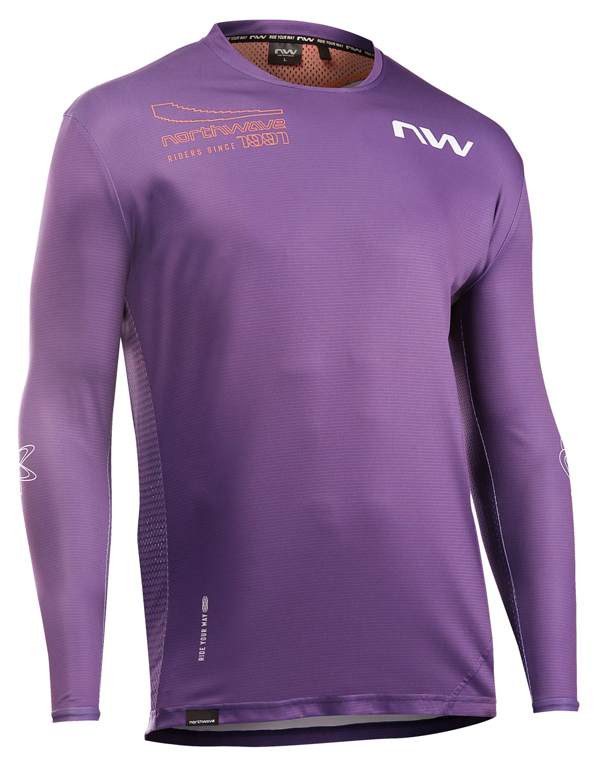 Northwave - tricou ciclism maneca lunga - Edge 2 Jersey Long Sleeve - Dark Purple | Orange - 65340