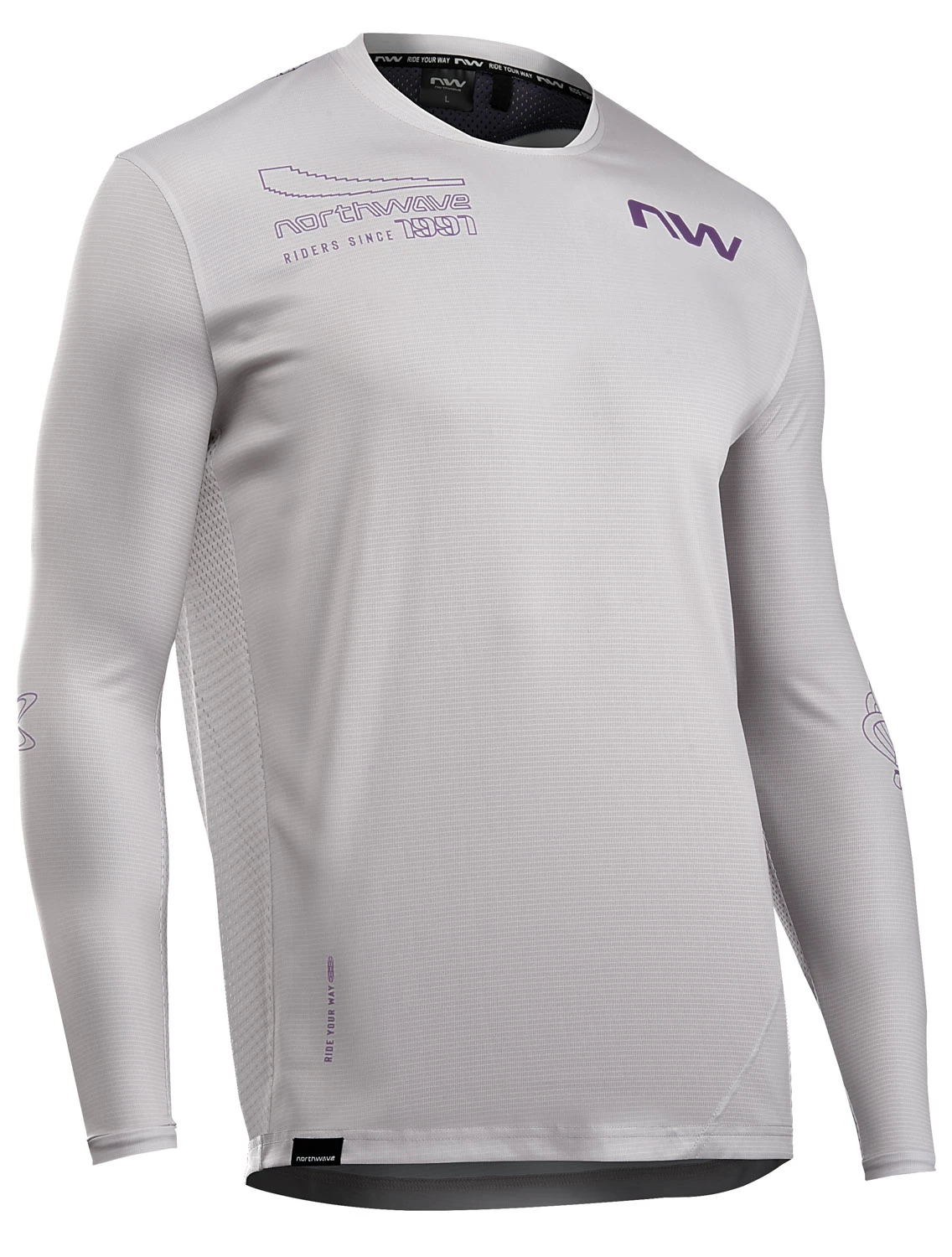 1. Northwave - tricou ciclism maneca lunga - Edge 2 Jersey Long Sleeve - Light Grey | Dark Purple