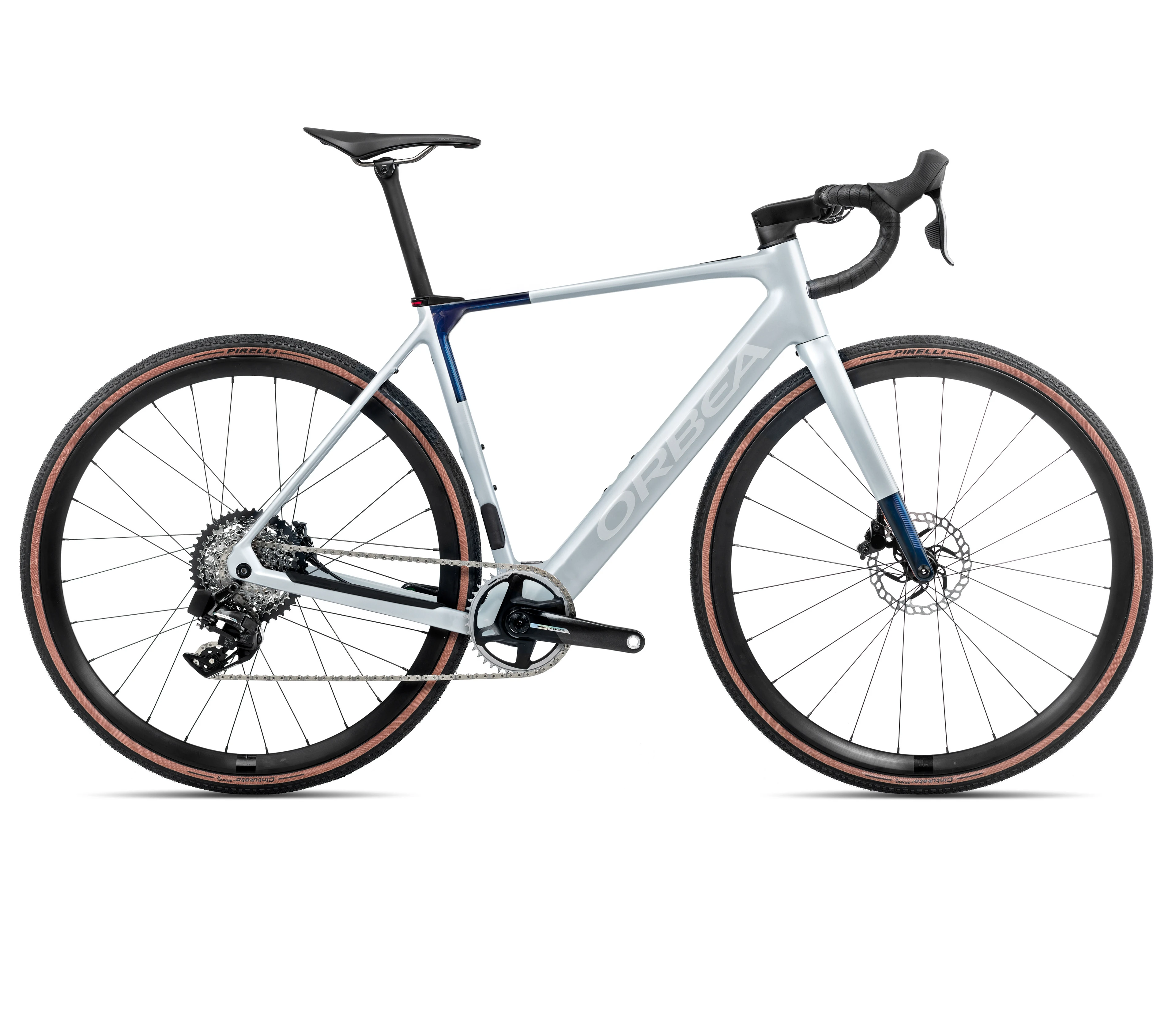 Bicicletă electrică șosea Orbea GAIN M21e 1X - Halo Silver (Matt) | Blue Carbon View (Gloss) - 66999