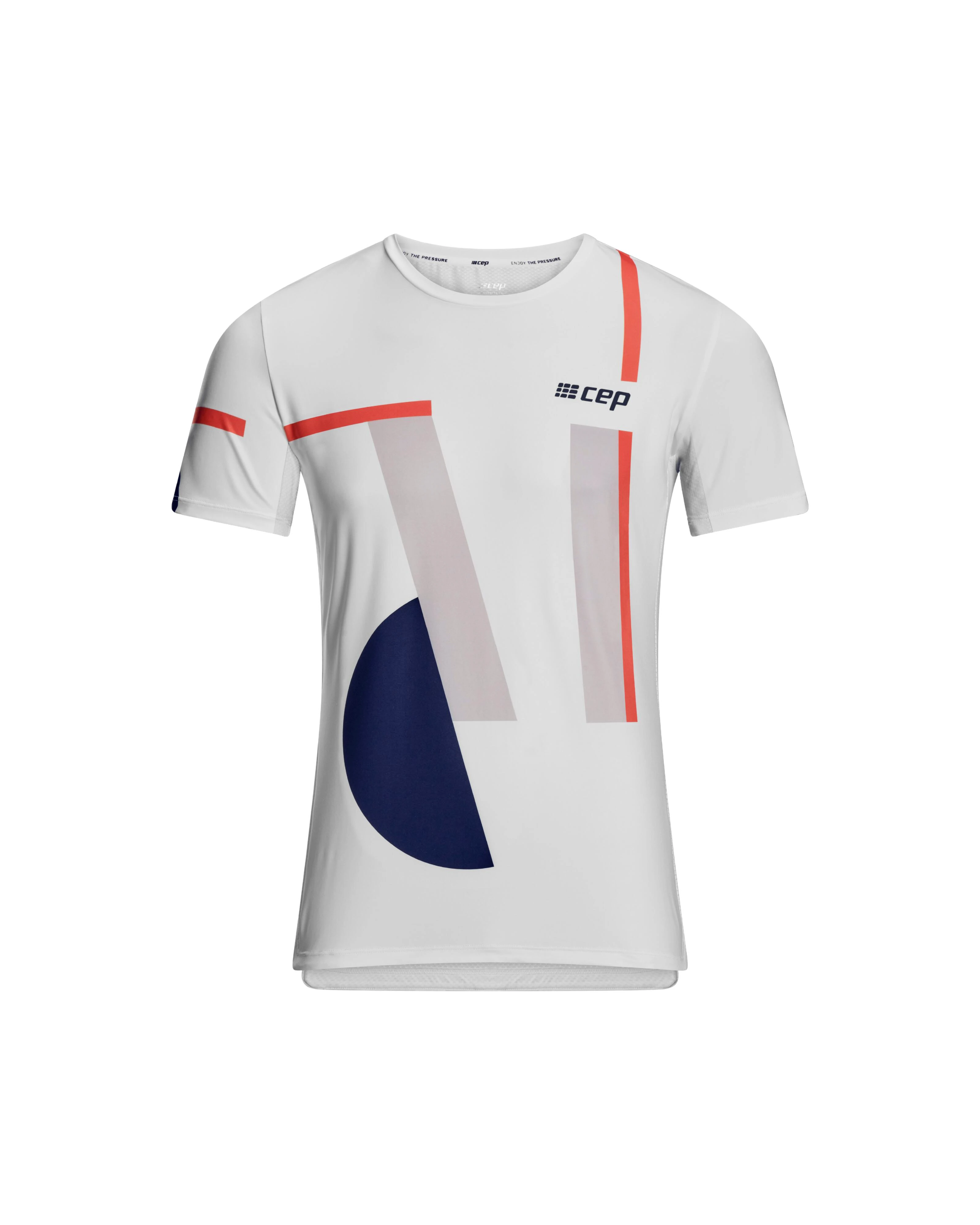 1. CEP - tricou tehnic - the run shirt round neck short sleeve v5 - white | geometrics