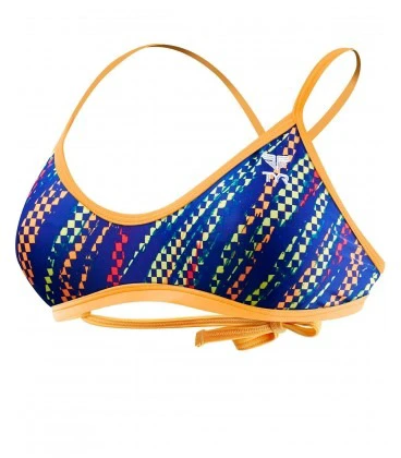 1. TYR - bustiera - Sassari Tieback Top - albastru galben